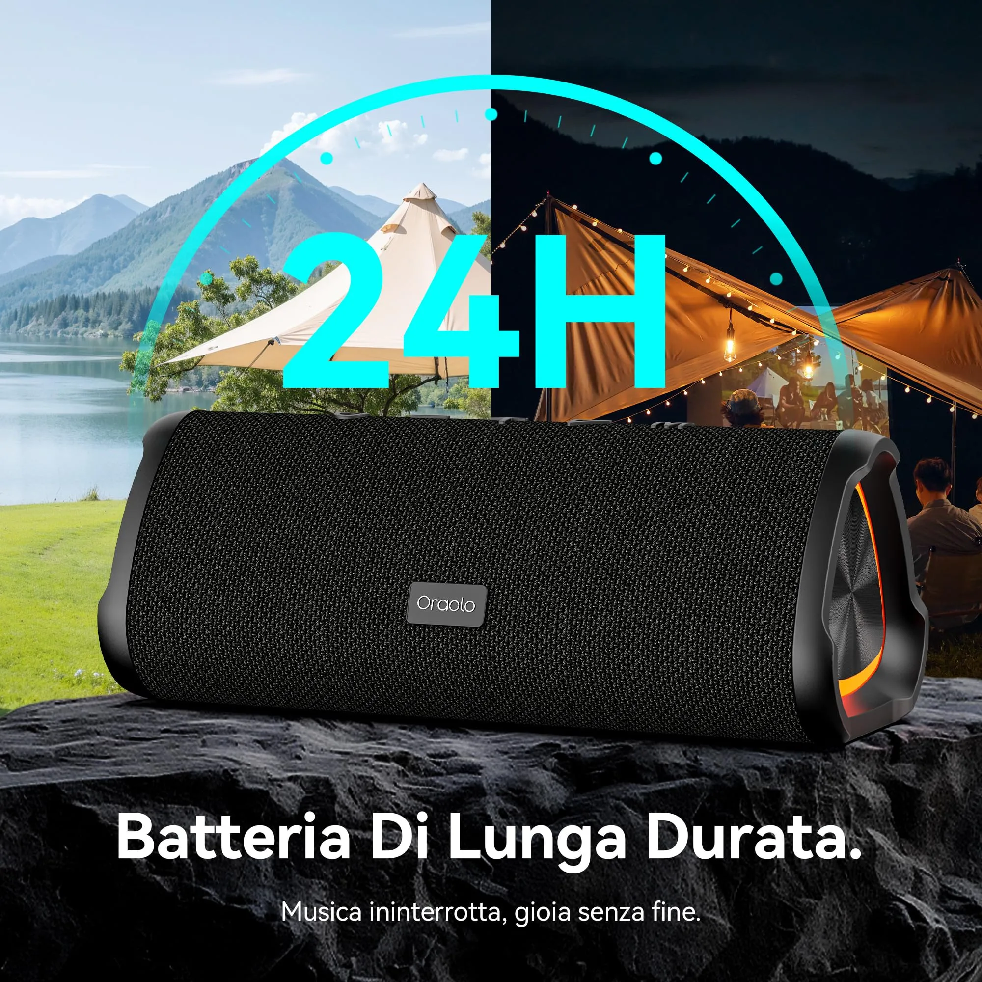 oraolo BS16 Altoparlante Bluetooth Portatile 20W Impermeabile IPX6 con Luci RGB - immagine 5