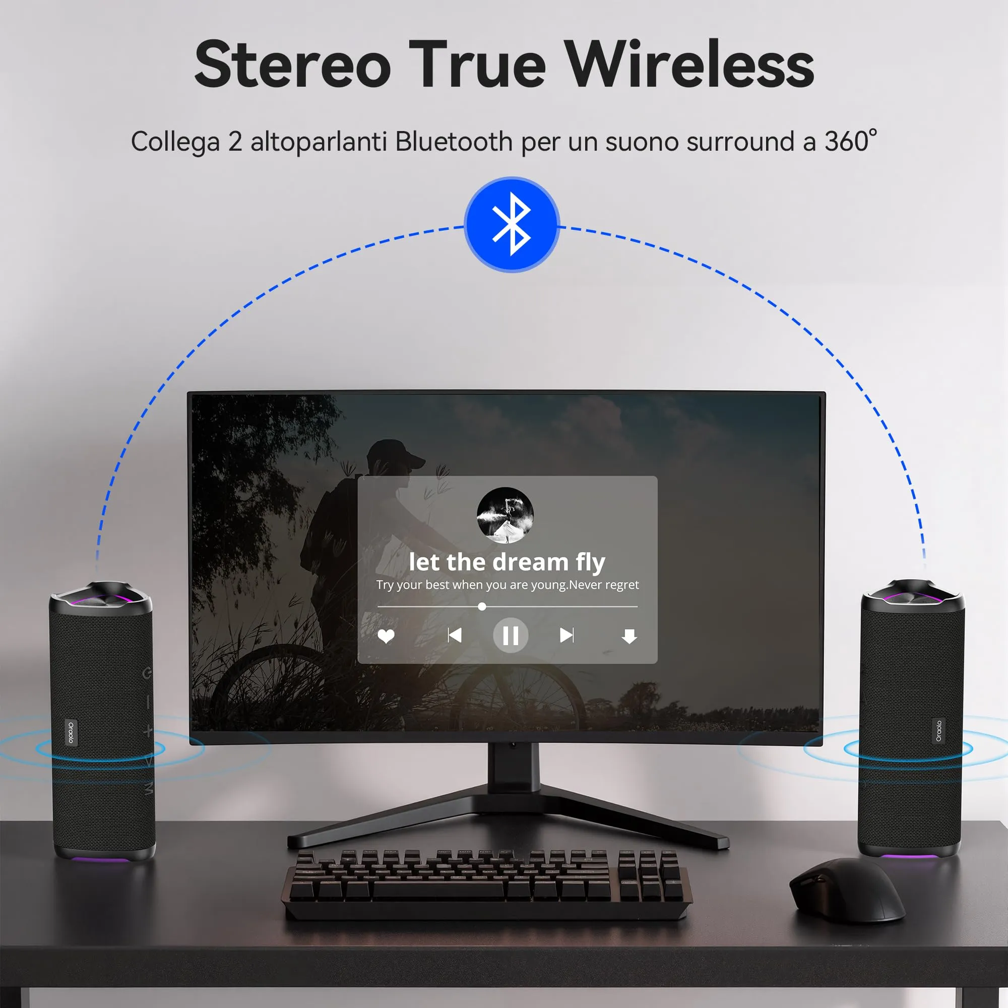 oraolo BS16 Altoparlante Bluetooth Portatile 20W Impermeabile IPX6 con Luci RGB - immagine 7