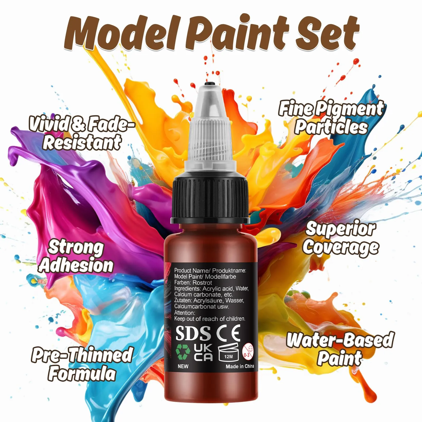 X ARTY HUB Set di Colori Acrilici per Modellismo, 30 Colori con 4 Pennelli - immagine 3