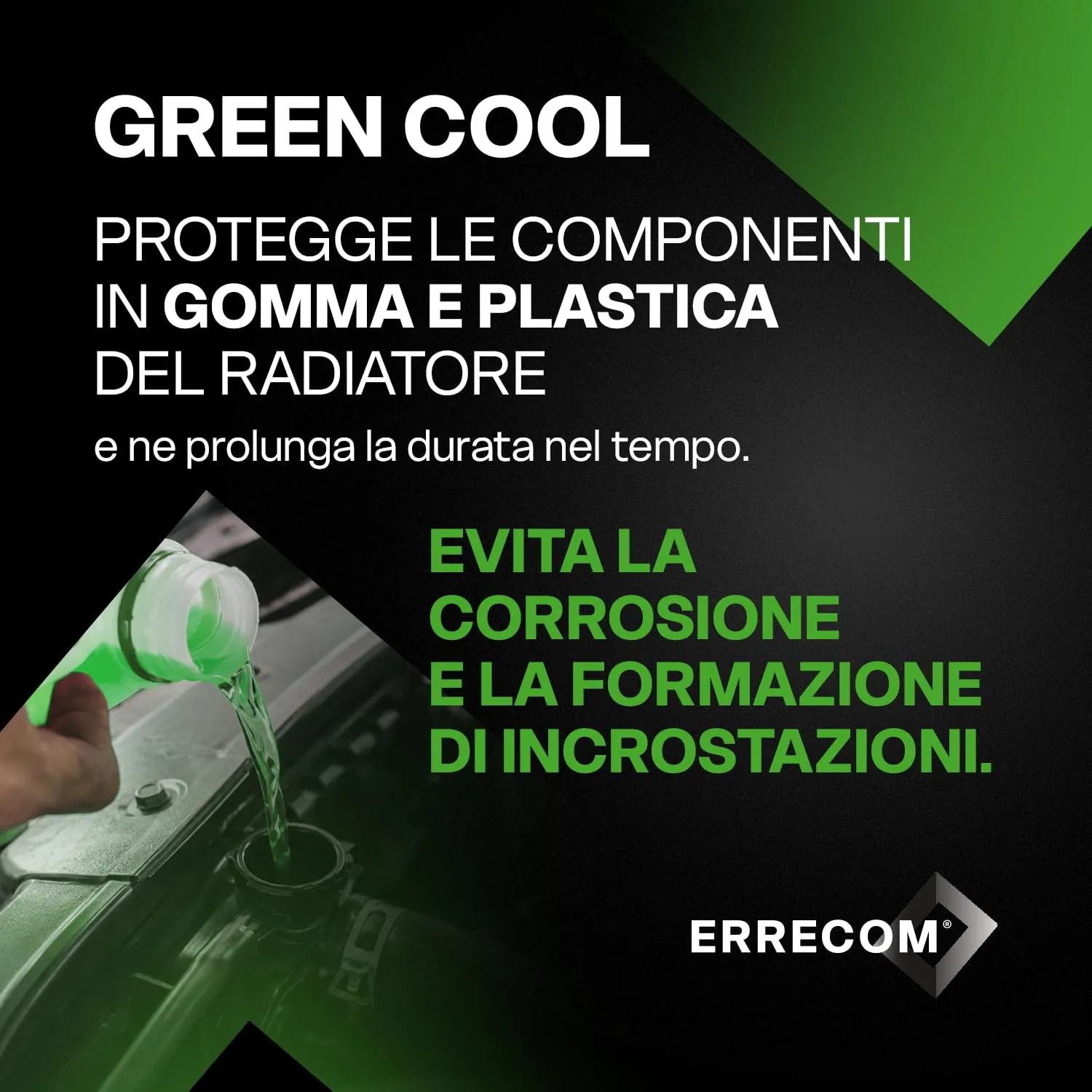 ERRECOM Green Cool Liquido Radiatore Verde G12 OAT, -30°C/+107°C, Pronto all’Uso, 1 Litro - immagine 5