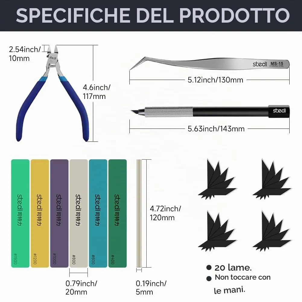 Stedi Kit di Attrezzi per Modellisti Professionisti, 14 Pezzi - immagine 3