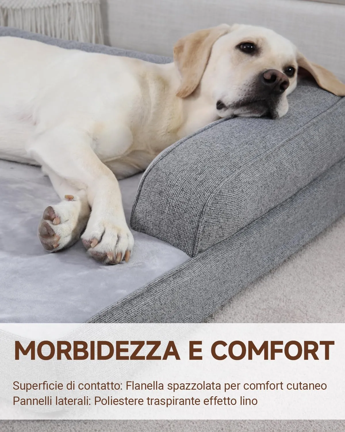 KSIIA Cuccia Cane Grande Ortopedica Sfoderabile e Lavabile 104x68x17cm - immagine 2