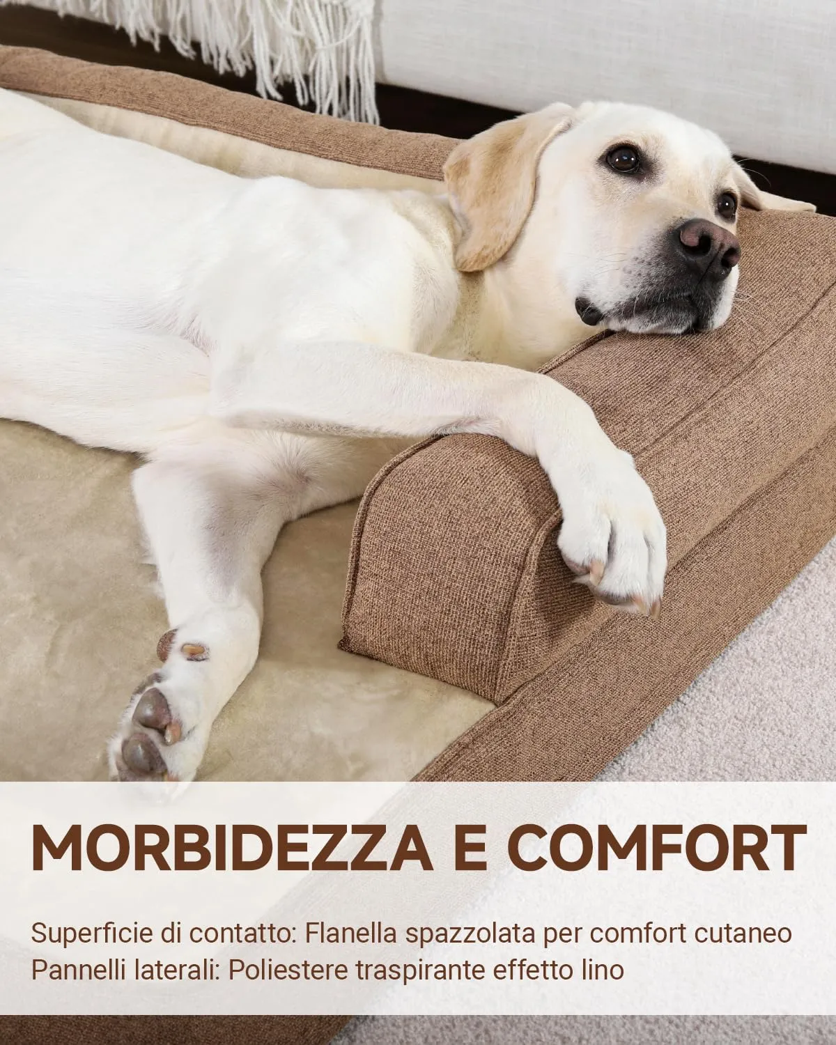 KSIIA Cuccia Cane Grande Ortopedica Sfoderabile e Lavabile, 119x81x19cm, Marrone - immagine 2