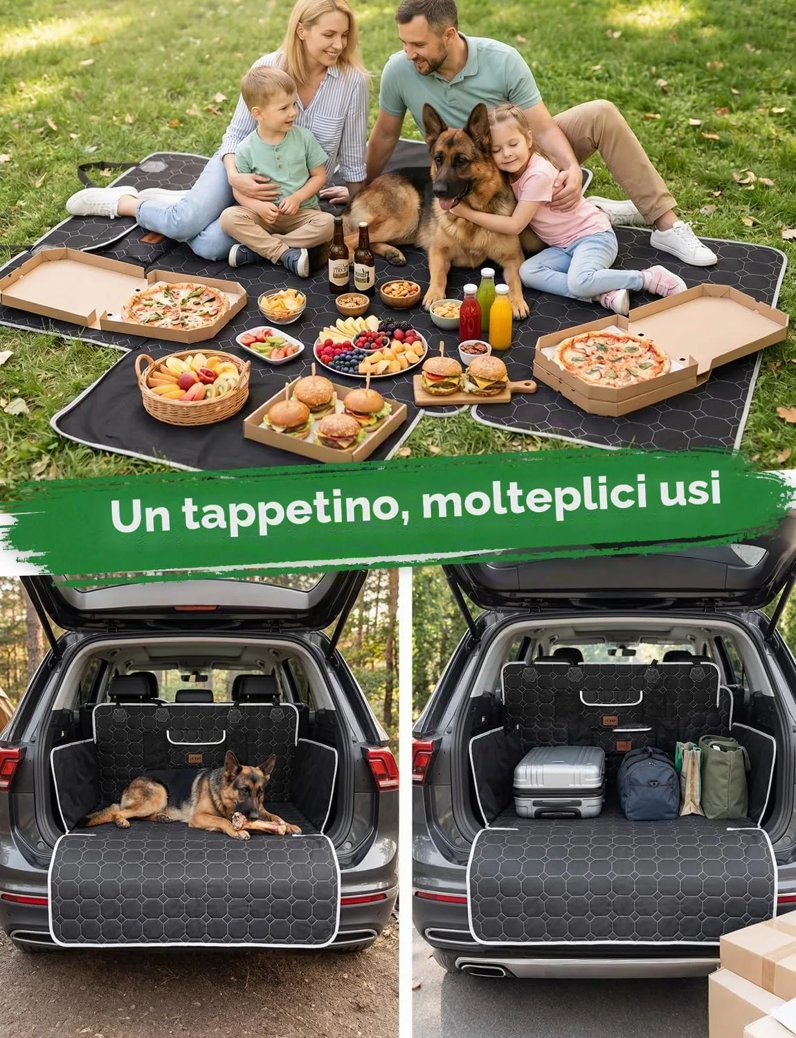 KYG Telo Auto per Cani, Copri-Bagagliaio Impermeabile e Antiscivolo per SUV, Station Wagon e Furgoni, 200 x 105cm - immagine 8