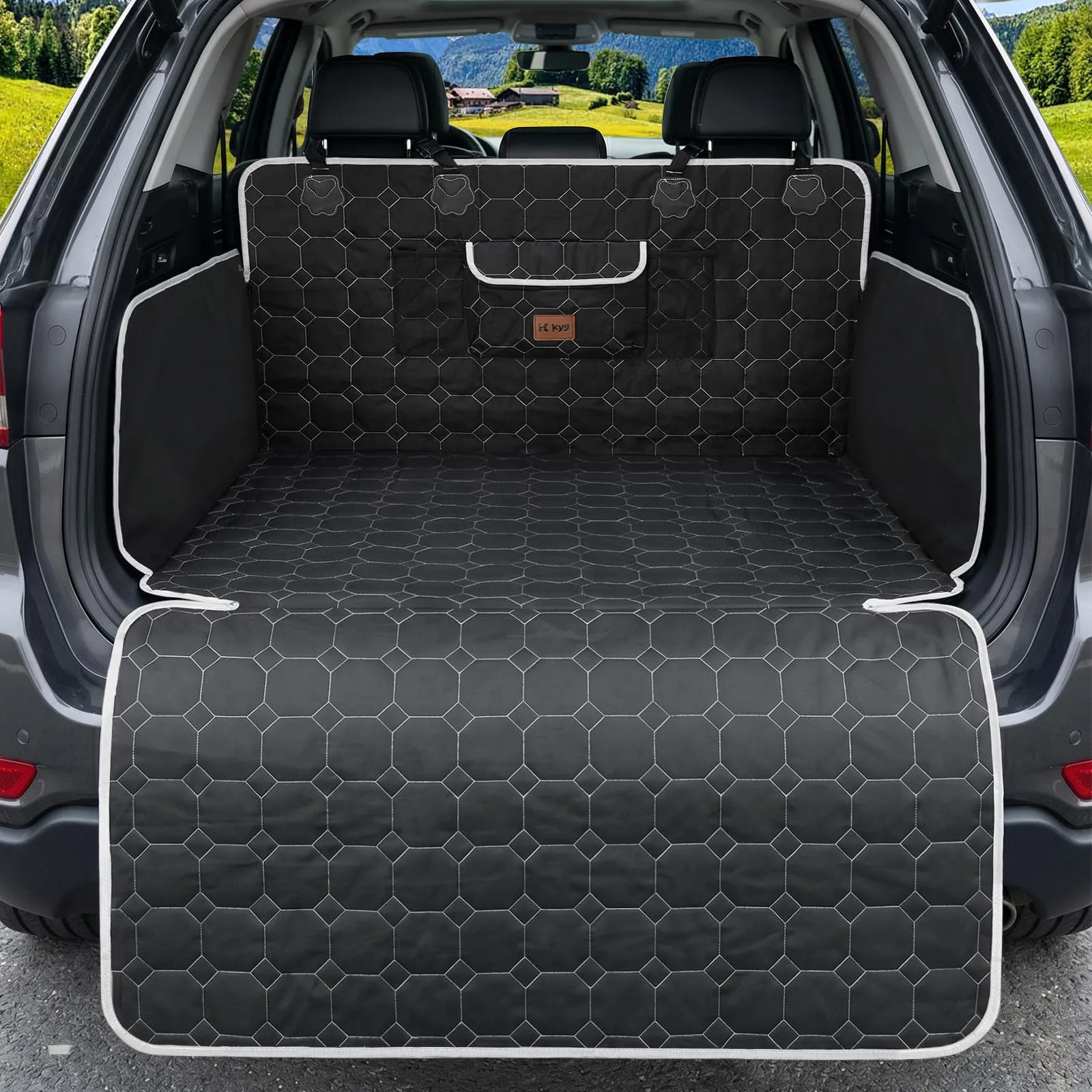 KYG Telo Auto per Cani, Copri-Bagagliaio Impermeabile e Antiscivolo per SUV, Station Wagon e Furgoni, 200 x 105cm - immagine 9