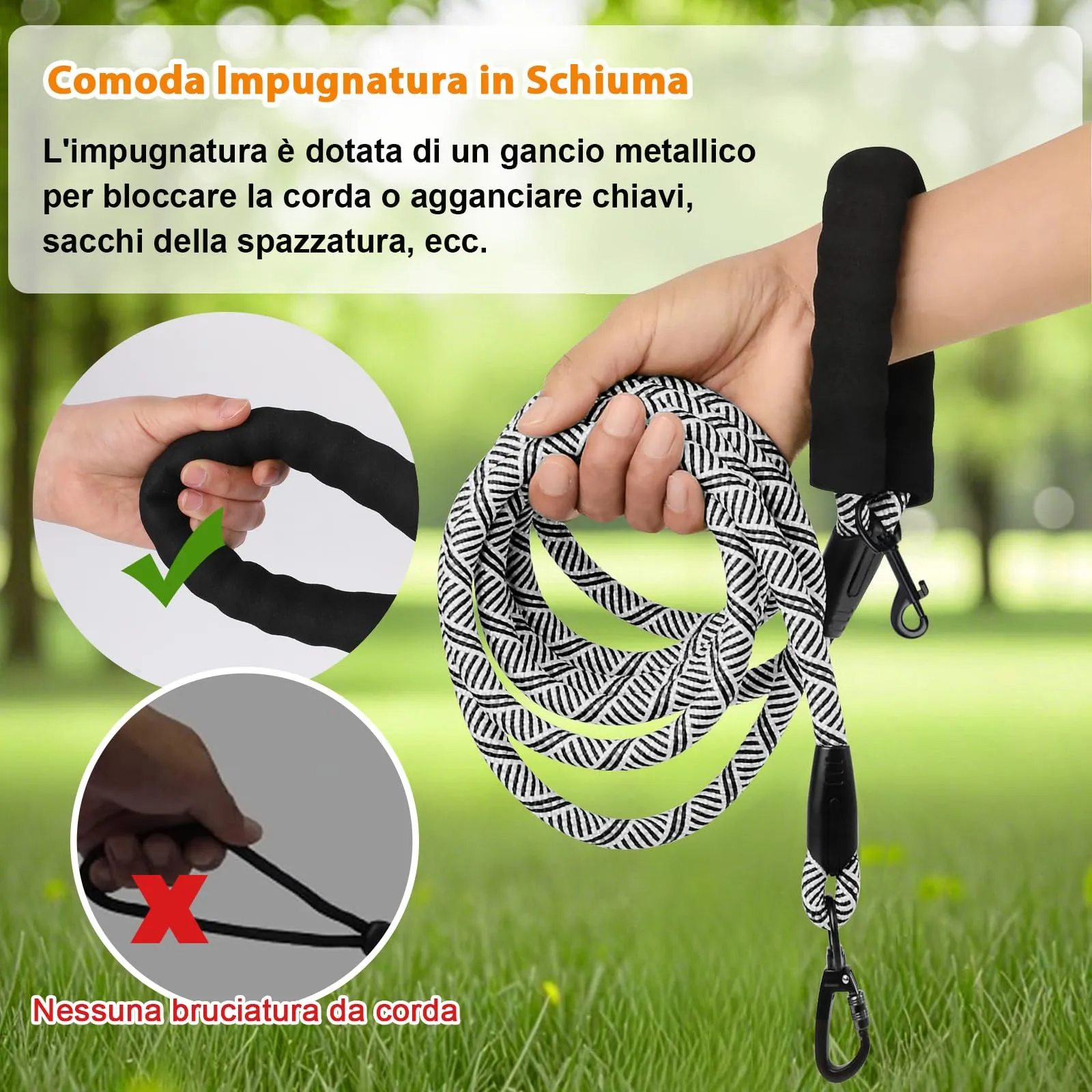 Wodondog Guinzaglio per Cani in Nylon Riflettente, 3M x 1.2cm, Grigio Argento - immagine 4
