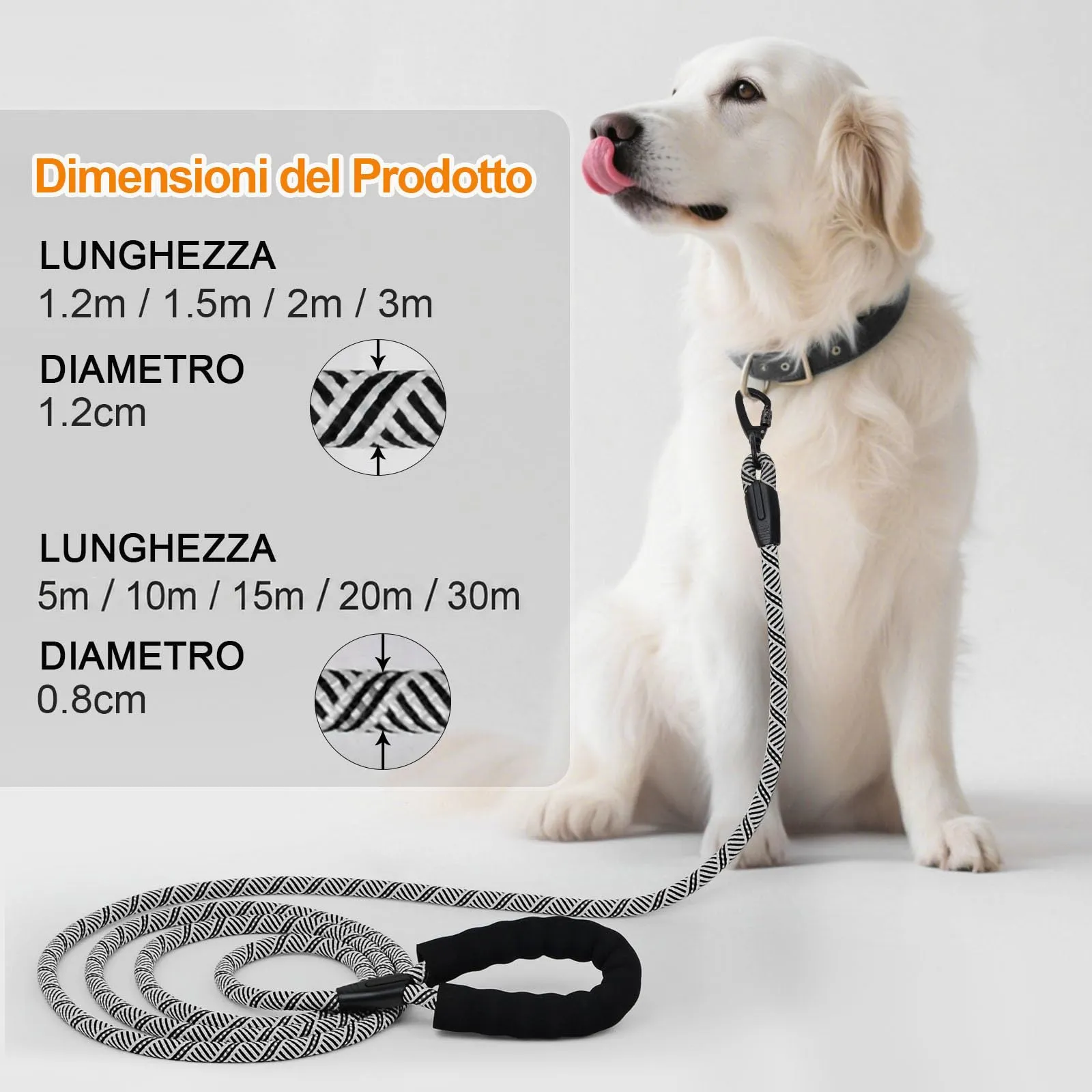Wodondog Guinzaglio per Cani in Nylon Riflettente, 3M x 1.2cm, Grigio Argento - immagine 5