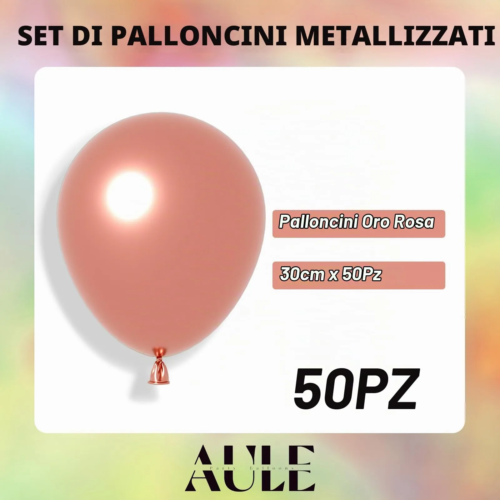 AULE Palloncini Metallizzati Rosa Gold, 50 Pezzi, 30cm - immagine 4