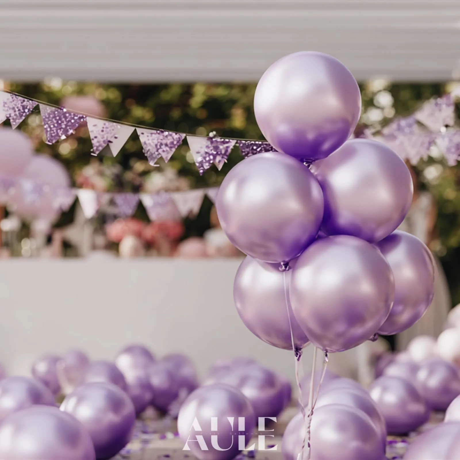 AULE Palloncini Lilla Metallizzati, 50 Pezzi, 30cm - immagine 2