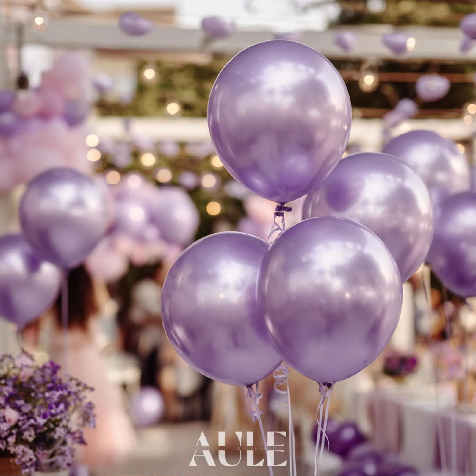 AULE Palloncini Lilla Metallizzati, 50 Pezzi, 30cm - immagine 3