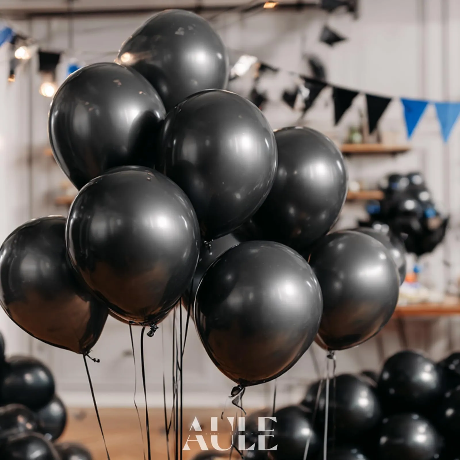 AULE Palloncini Neri Metallizzati, 50 Pezzi, 30cm - immagine 2
