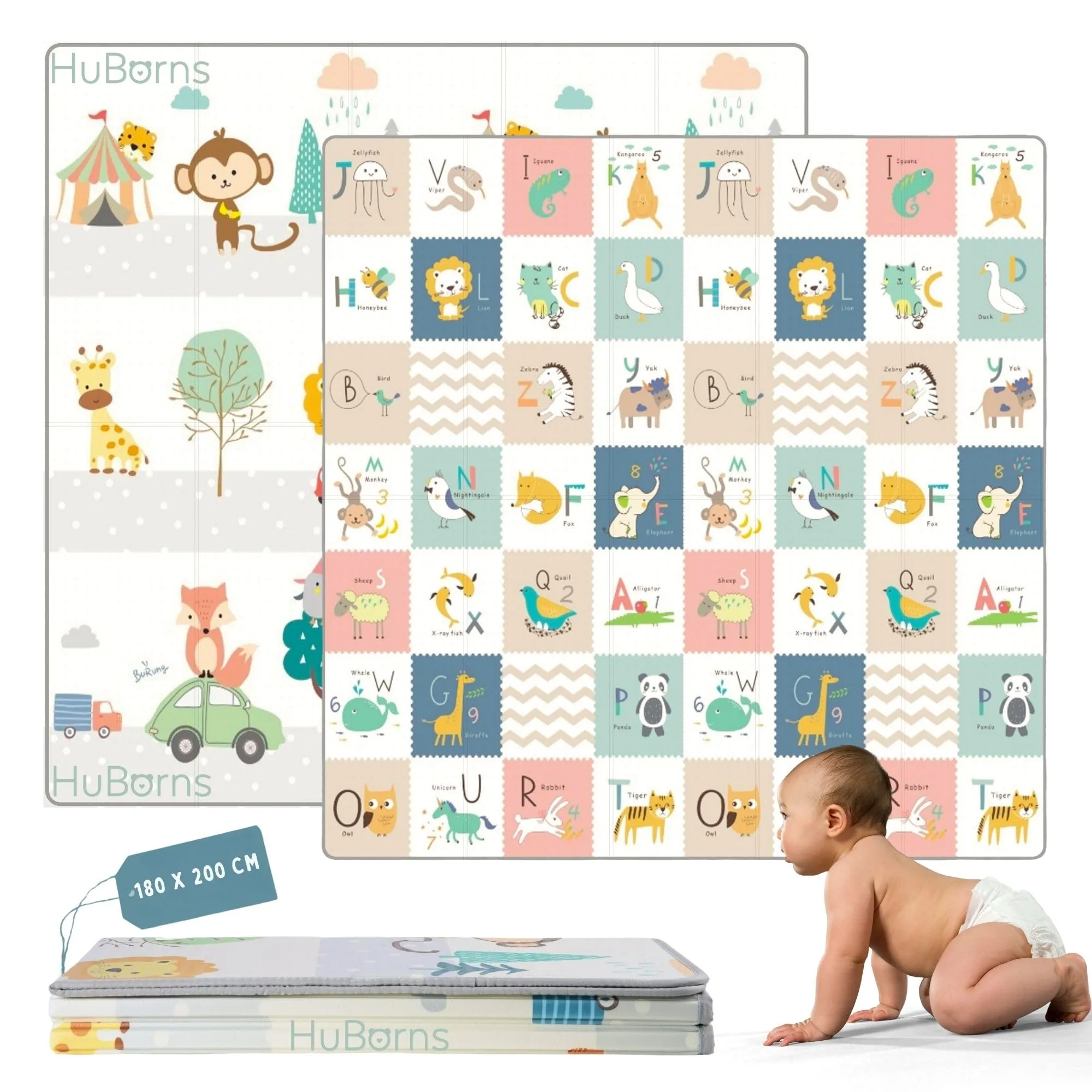 HuBorns Tappeto Gioco Bambini 200x180 cm Animali XL - immagine 1