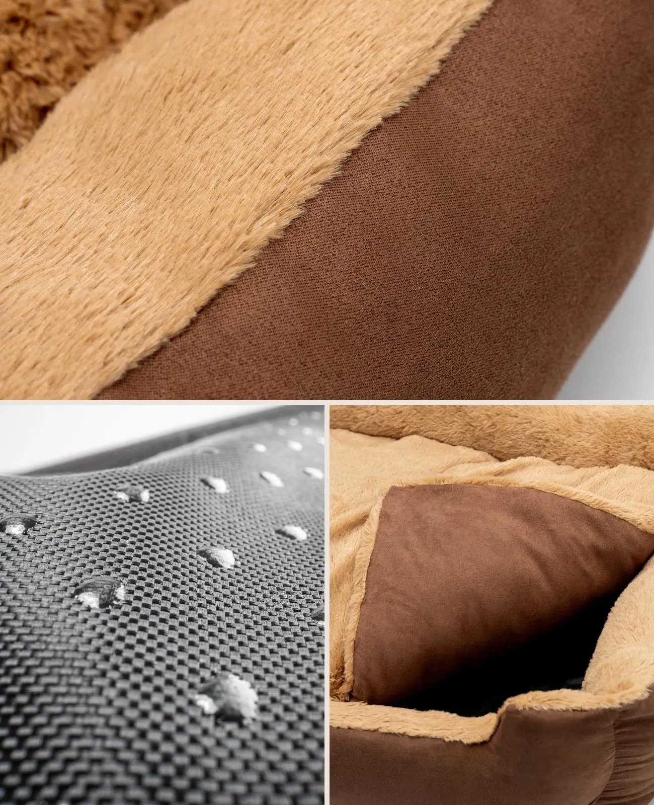lionto Cuccia per Cani con Cuscino Reversibile, 75 x 60 cm, Marrone/Beige - immagine 3