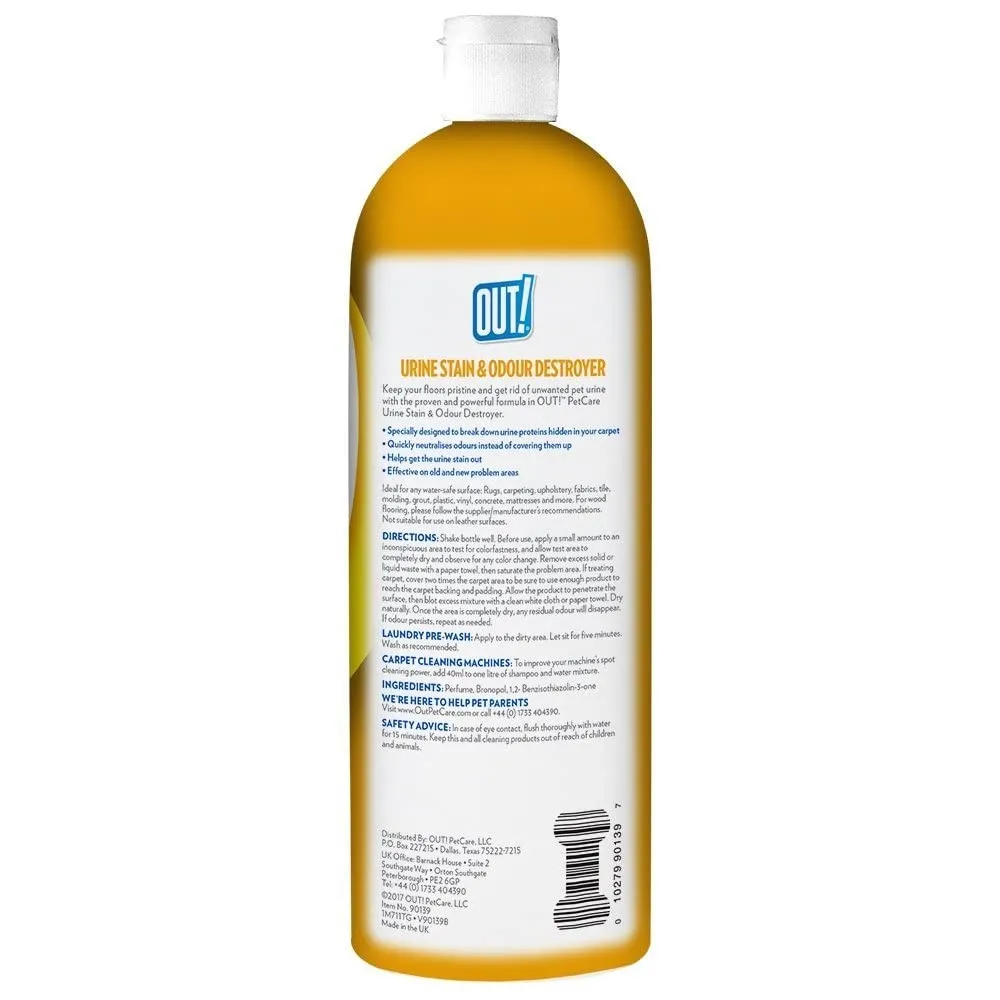 OUT! Detergente elimina odori per urina di animali, 1 litro - immagine 2