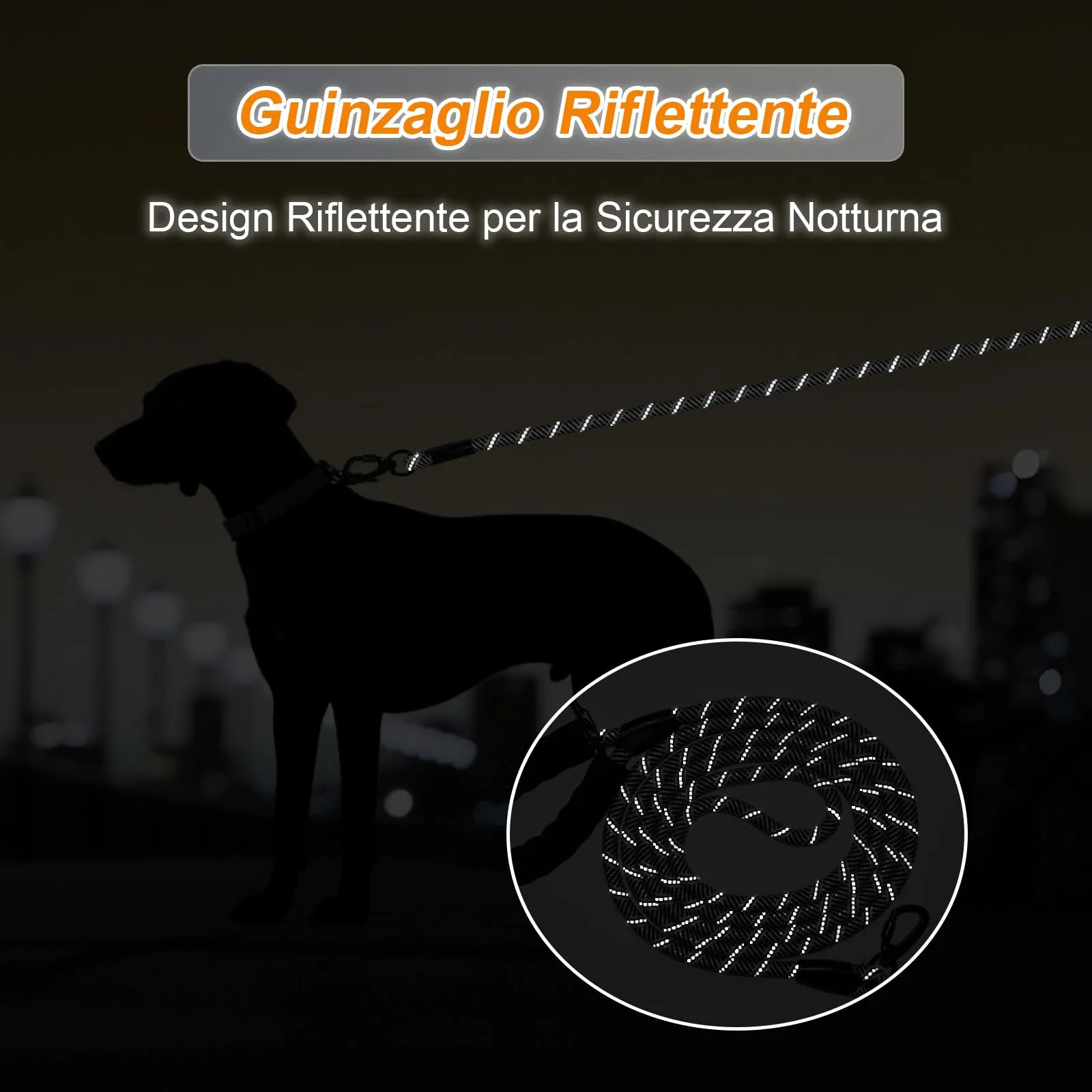 Wodondog Guinzaglio per Cani in Nylon Riflettente, 2M * 1.2cm, Grigio Argento - immagine 6