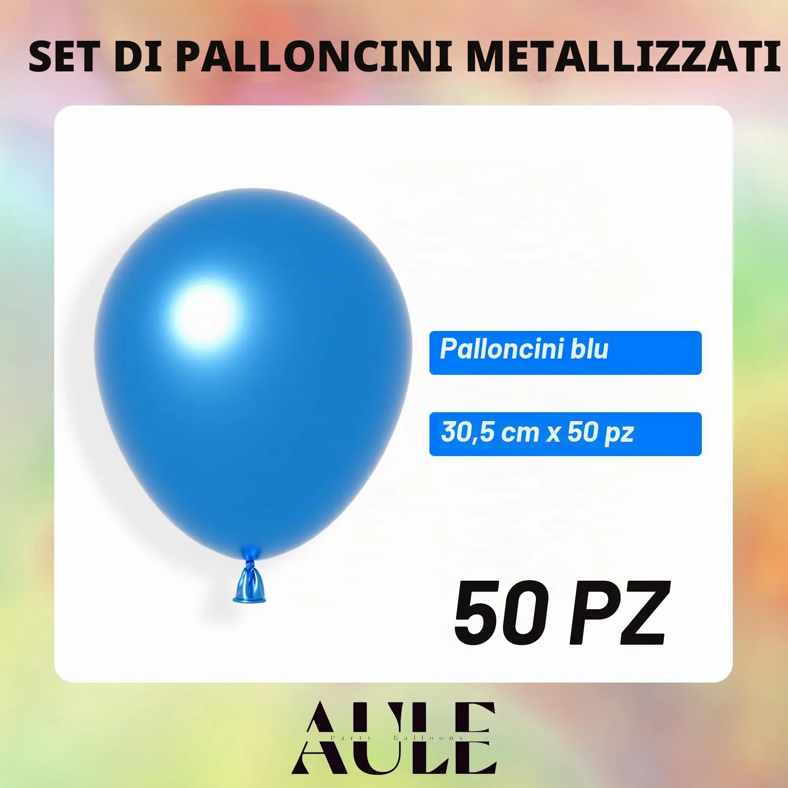 AULE Palloncini Blu Metallizzati in Lattice, 50 Pezzi, 30cm - immagine 4