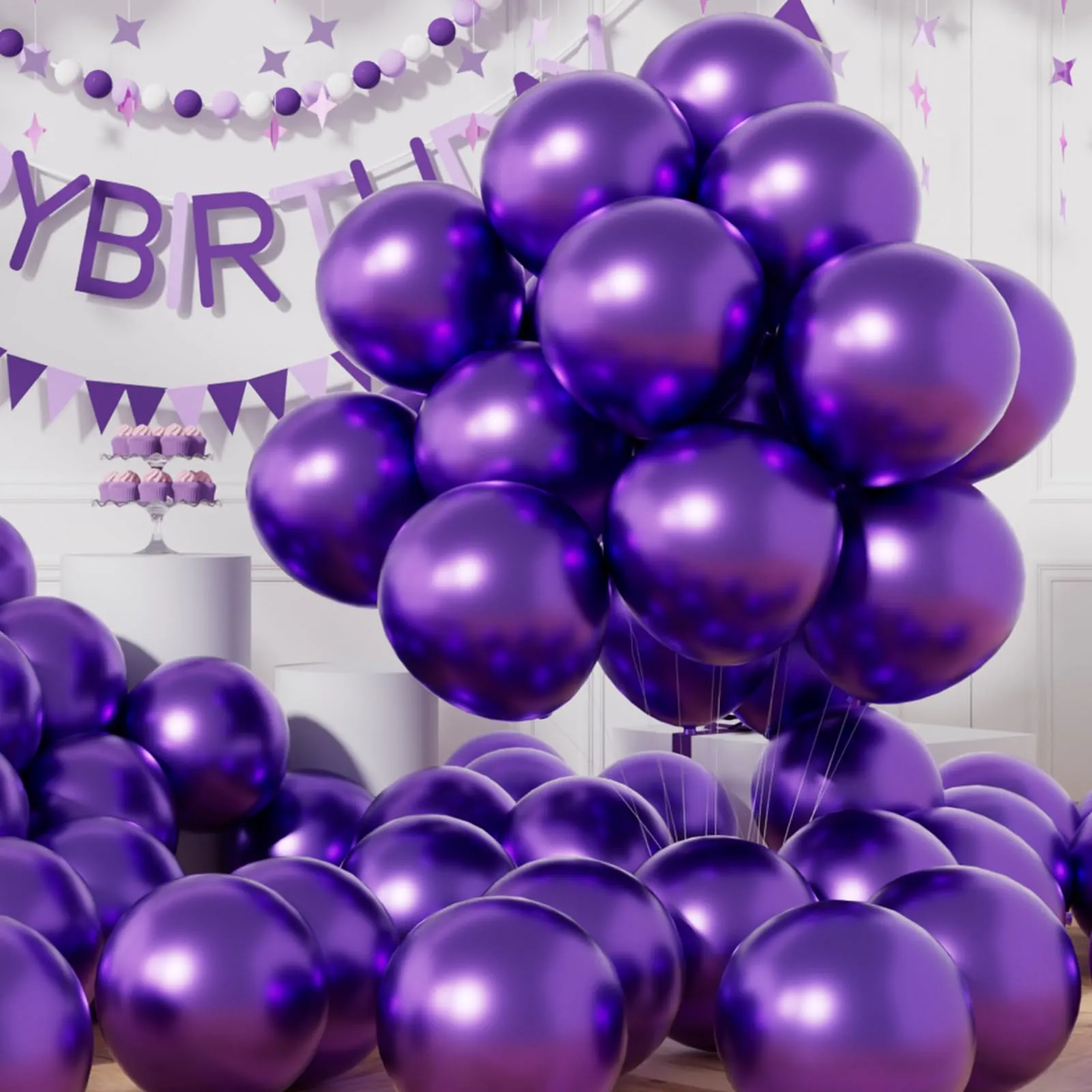 AULE Palloncini Viola Metallizzati, 50 Pezzi, 30cm - immagine 1