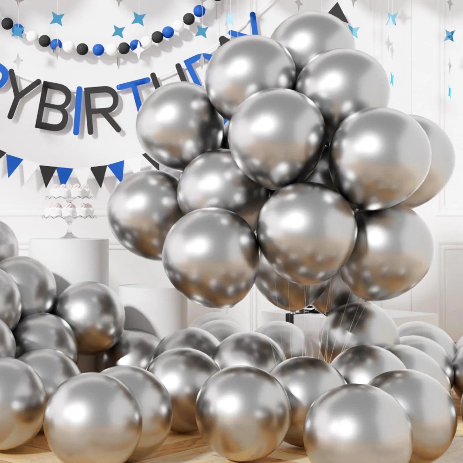 AULE Palloncini Argento Metallizzati, 50 Pezzi 30cm - immagine 1