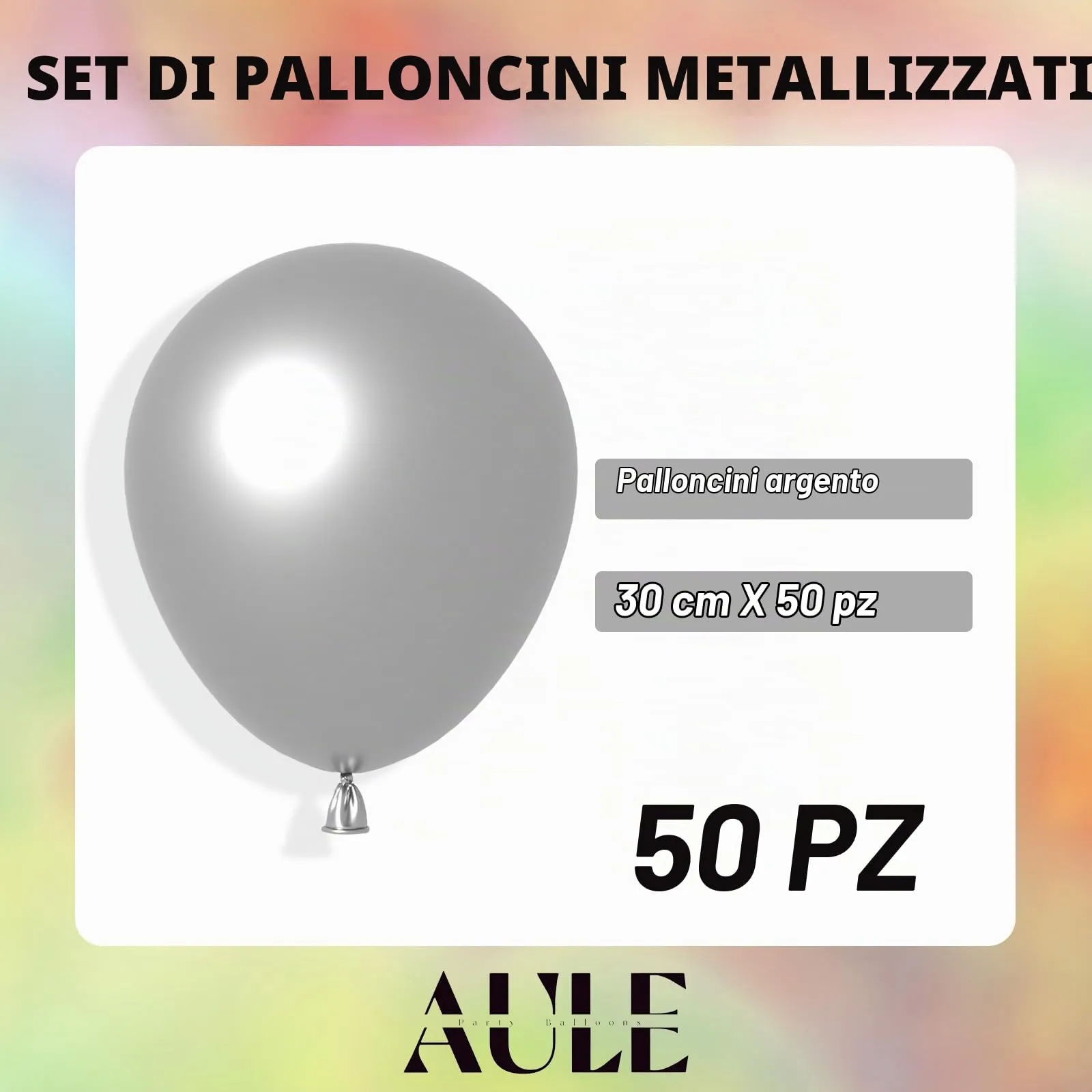 AULE Palloncini Argento Metallizzati, 50 Pezzi 30cm - immagine 4