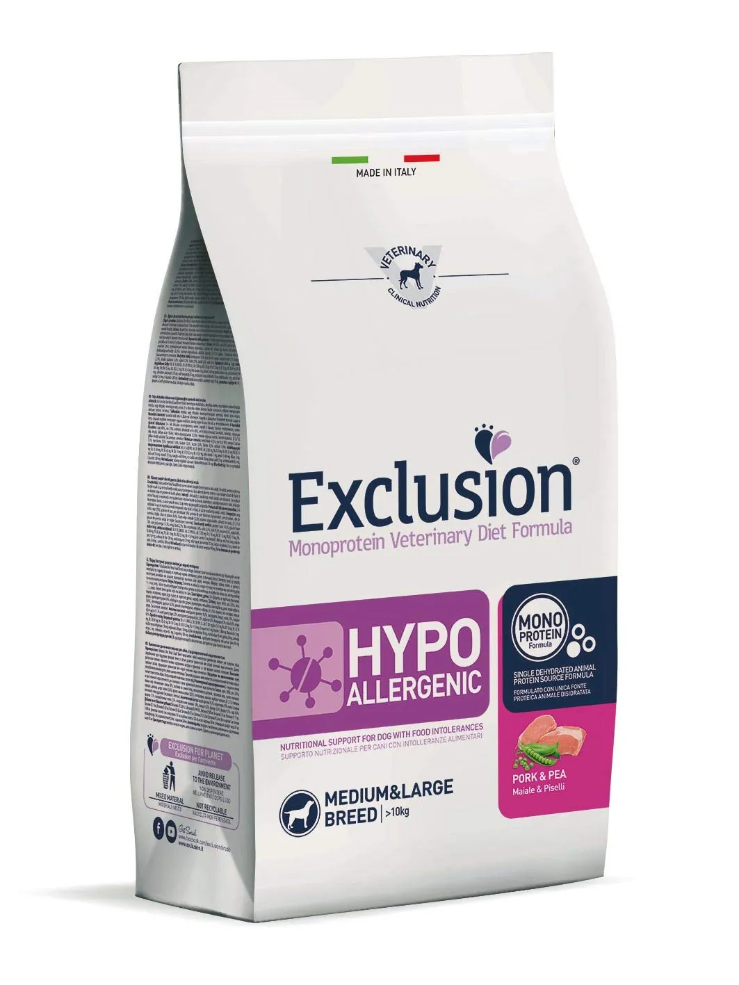 Exclusion Diet Hypoallergenic Medium/Large Maiale e Piselli per Cani, 2 kg - immagine 1