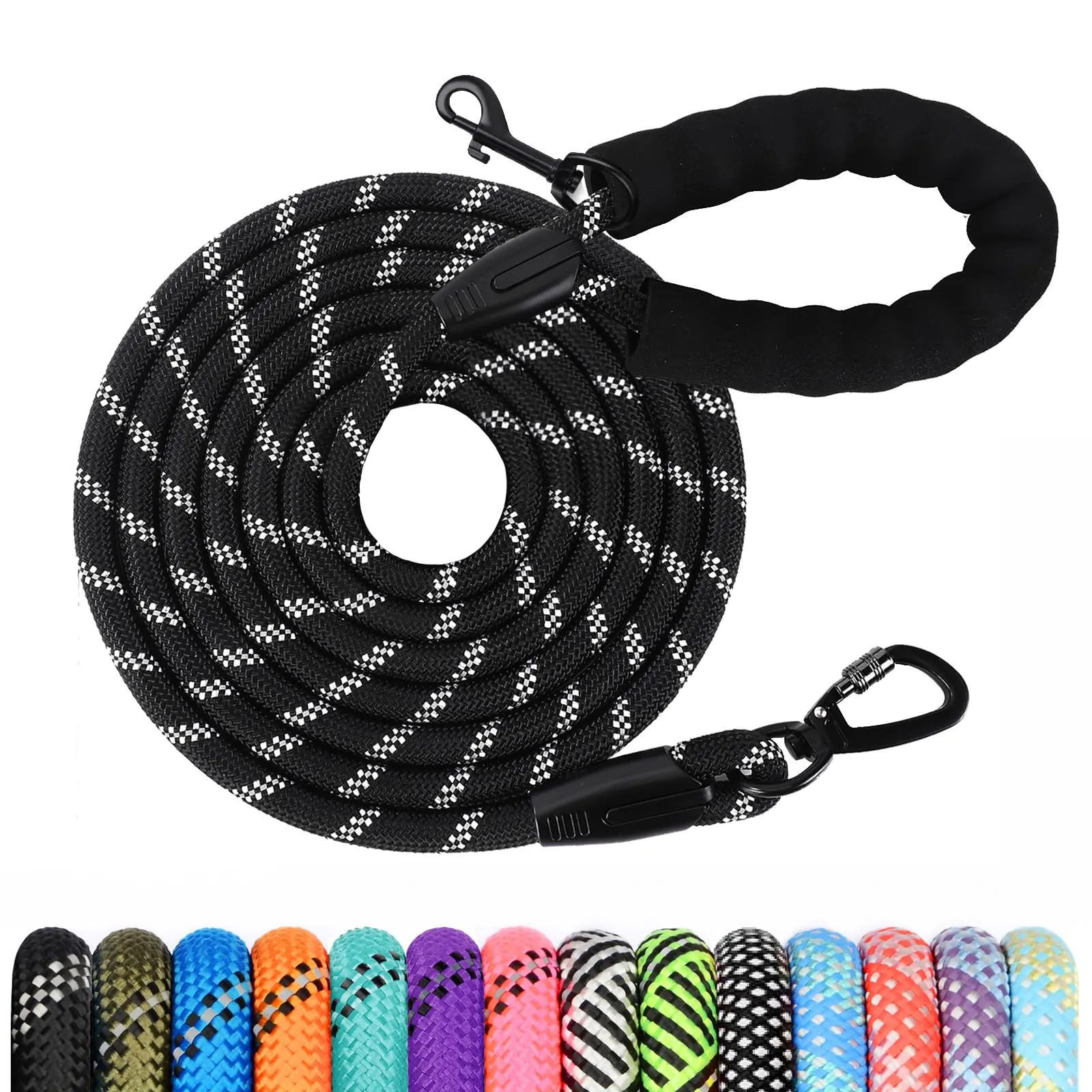 Wodondog Guinzaglio per Cani in Nylon Riflettente, 5M * 0.8cm, Nero - immagine 1