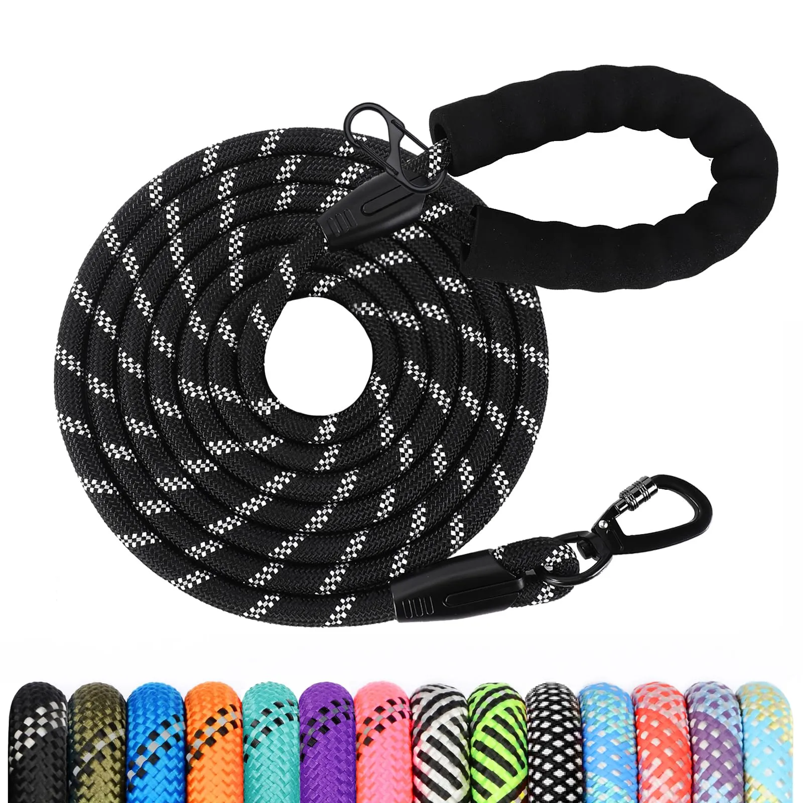 Wodondog Guinzaglio per Cani in Nylon Riflettente, 3M x 1.2cm, Nero - immagine 1