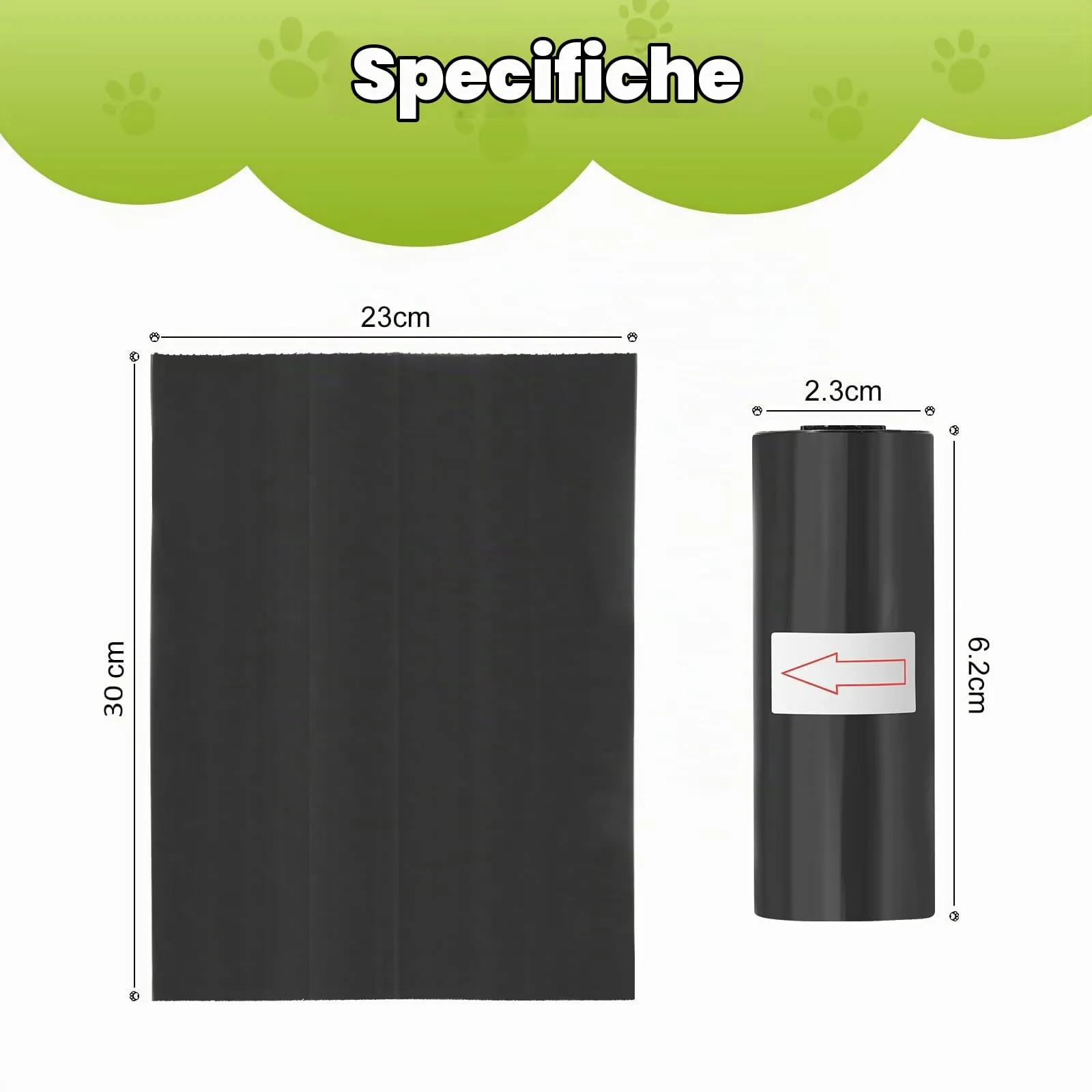Diboniur Sacchetti per Cacca di Cane, 600 Pezzi, 23 x 30 cm, Neri - immagine 5