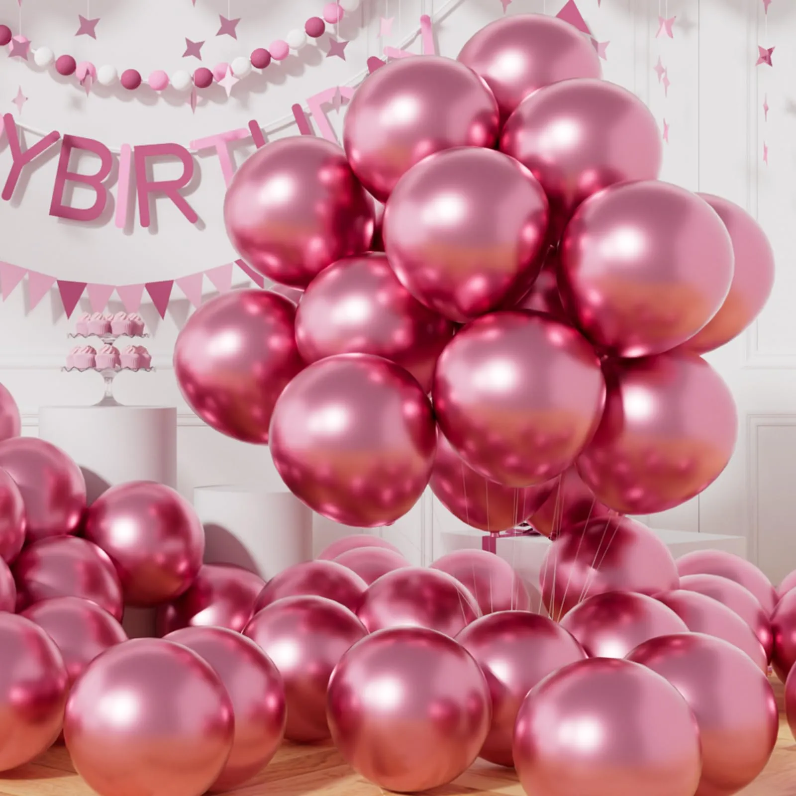 AULE Palloncini Rosa Metallizzati, 50 Pezzi, 30cm - immagine 1
