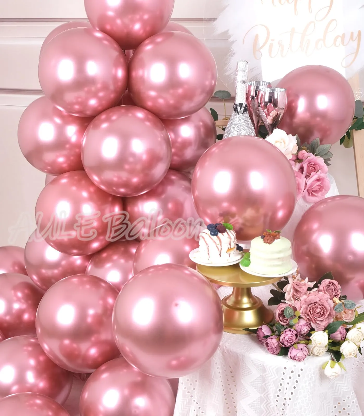 AULE Palloncini Rosa Metallizzati, 50 Pezzi, 30cm - immagine 6