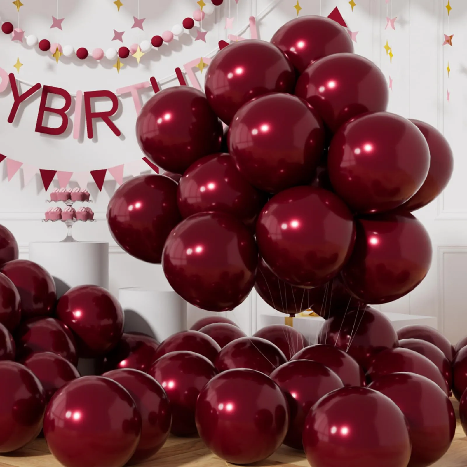 AULE Palloncini in Lattice Bordeaux, 50 Pezzi, 30cm - immagine 1