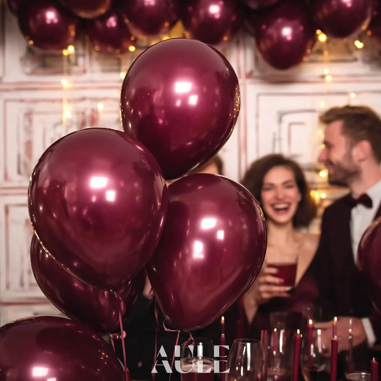AULE Palloncini in Lattice Bordeaux, 50 Pezzi, 30cm - immagine 2