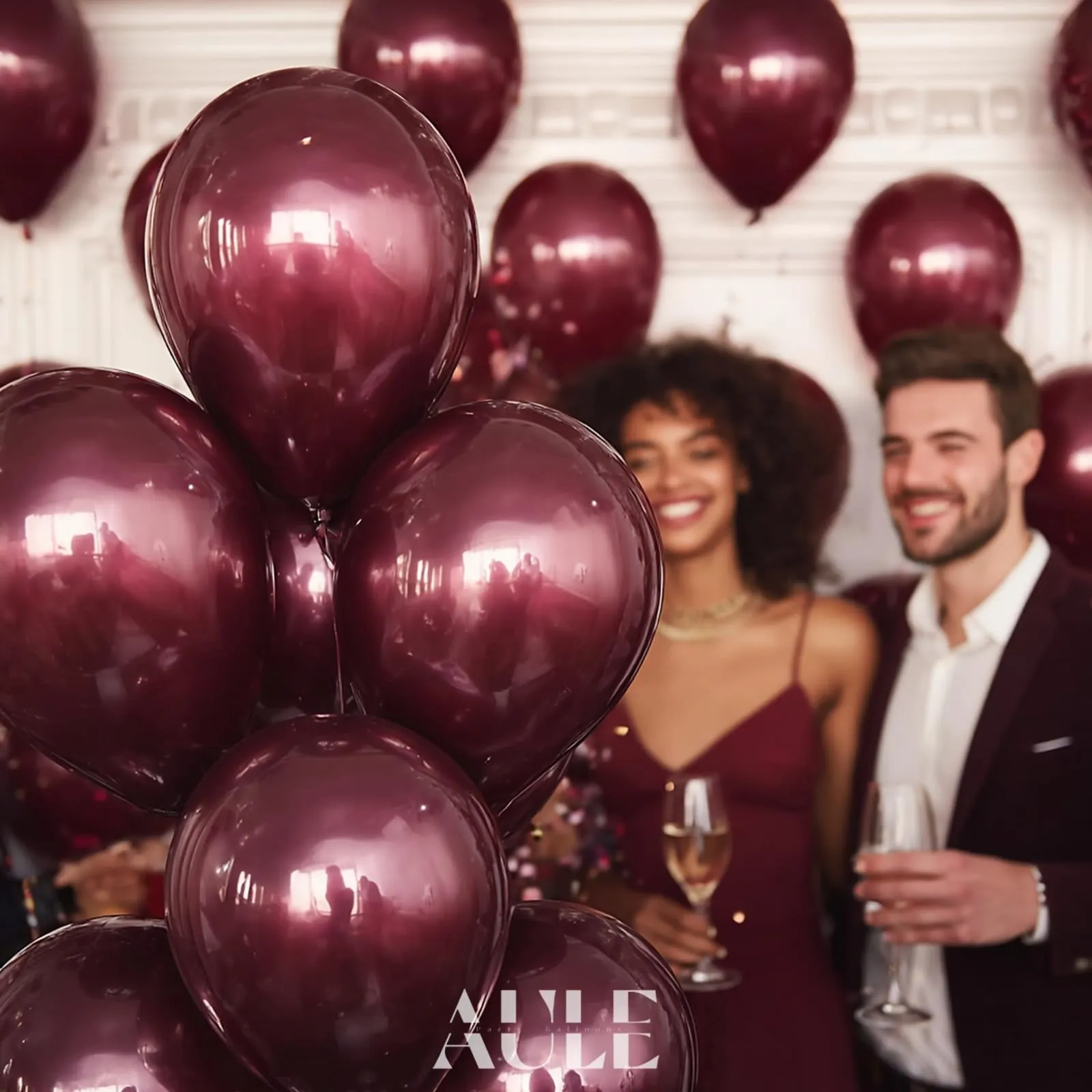 AULE Palloncini in Lattice Bordeaux, 50 Pezzi, 30cm - immagine 3