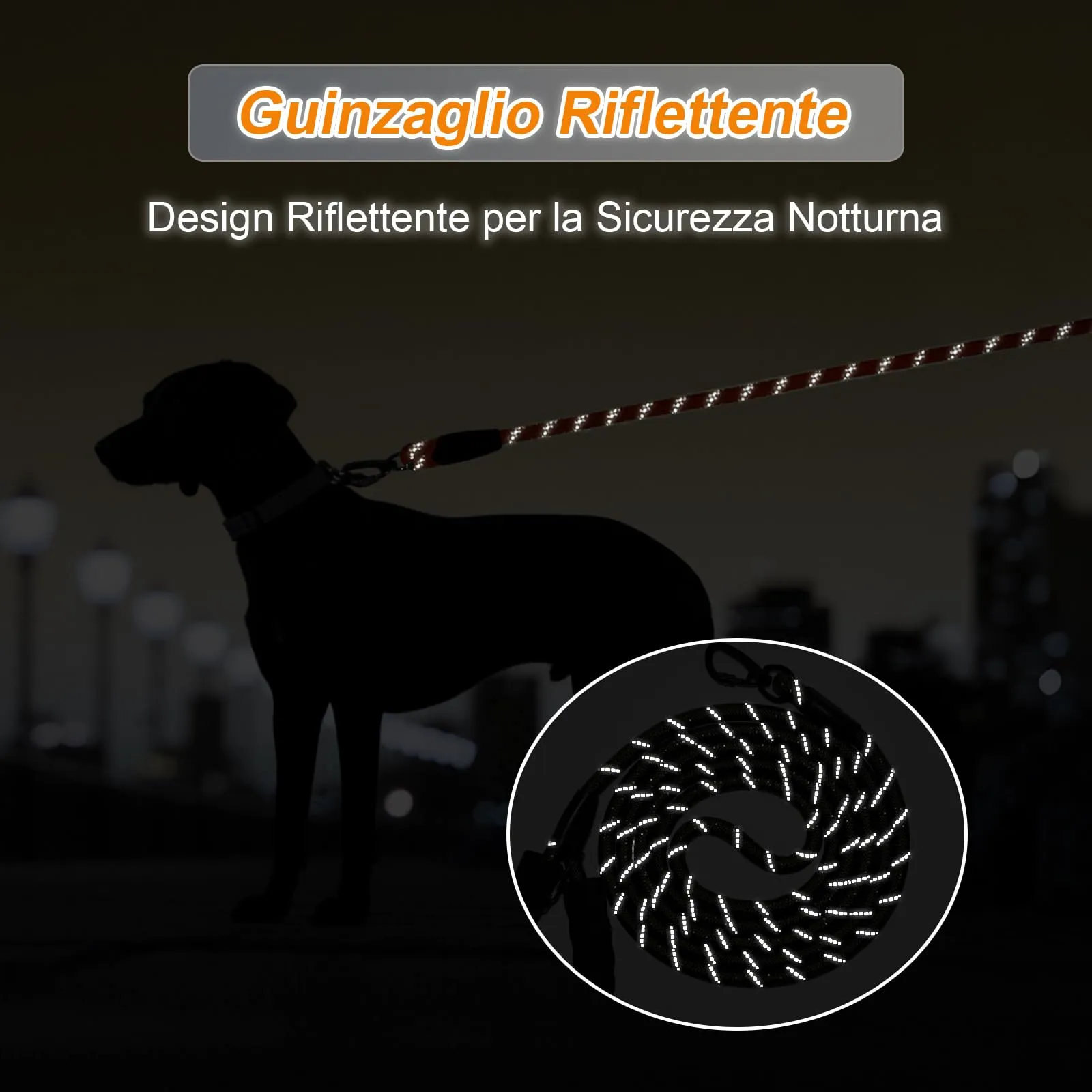 Wodondog Guinzaglio per Cani in Nylon Riflettente, 10M x 0.8cm, Arancione - immagine 6