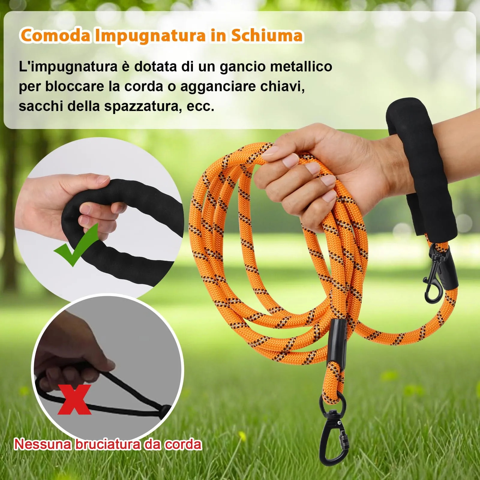 Wodondog Guinzaglio per Cani in Nylon Riflettente, 20M x 0.8cm, Arancione - immagine 4
