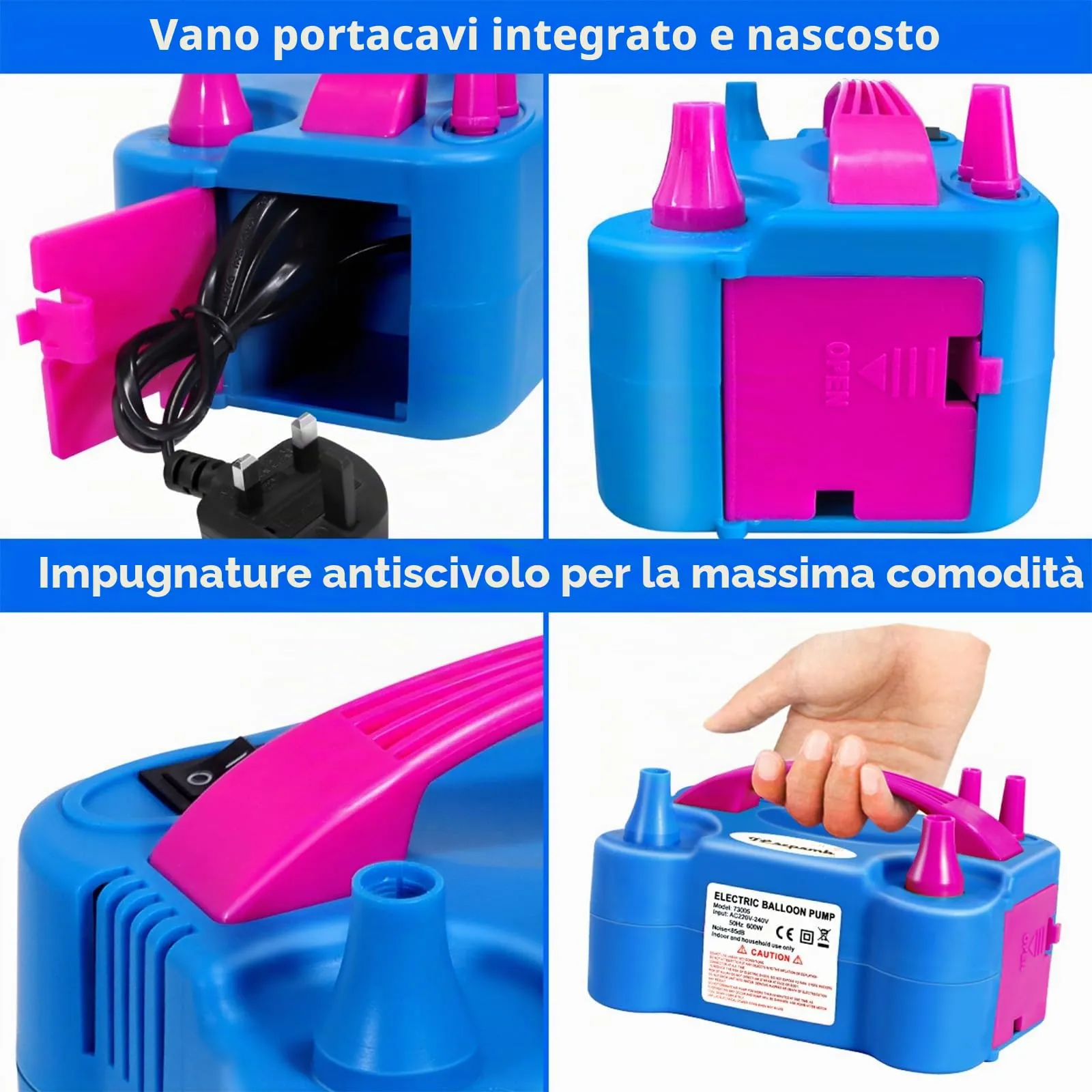 FLSEPAMB Pompa Elettrica per Palloncini 600W, 2 Modalità di Gonfiaggio - immagine 6
