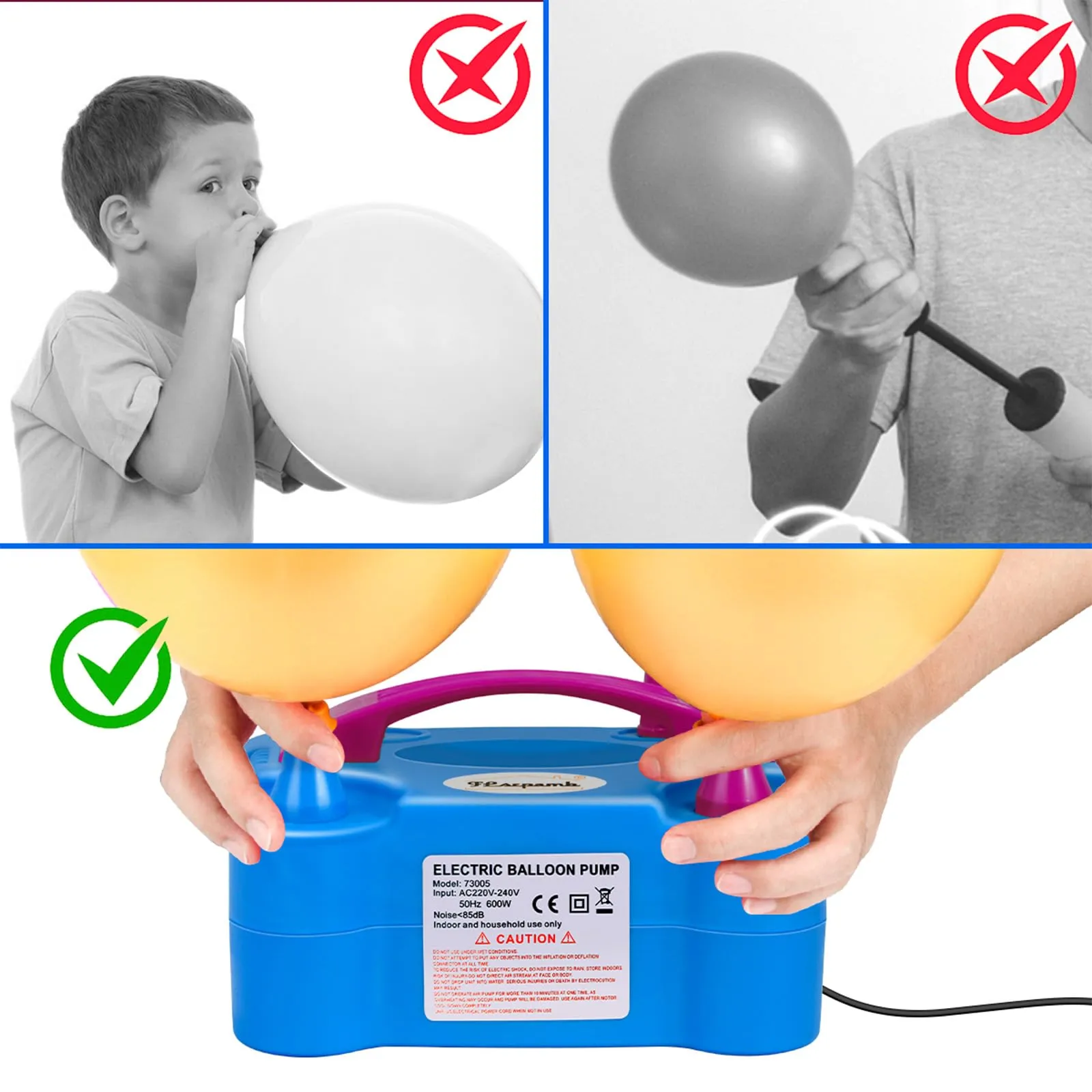 FLSEPAMB Pompa Elettrica per Palloncini 600W, 2 Modalità di Gonfiaggio - immagine 7