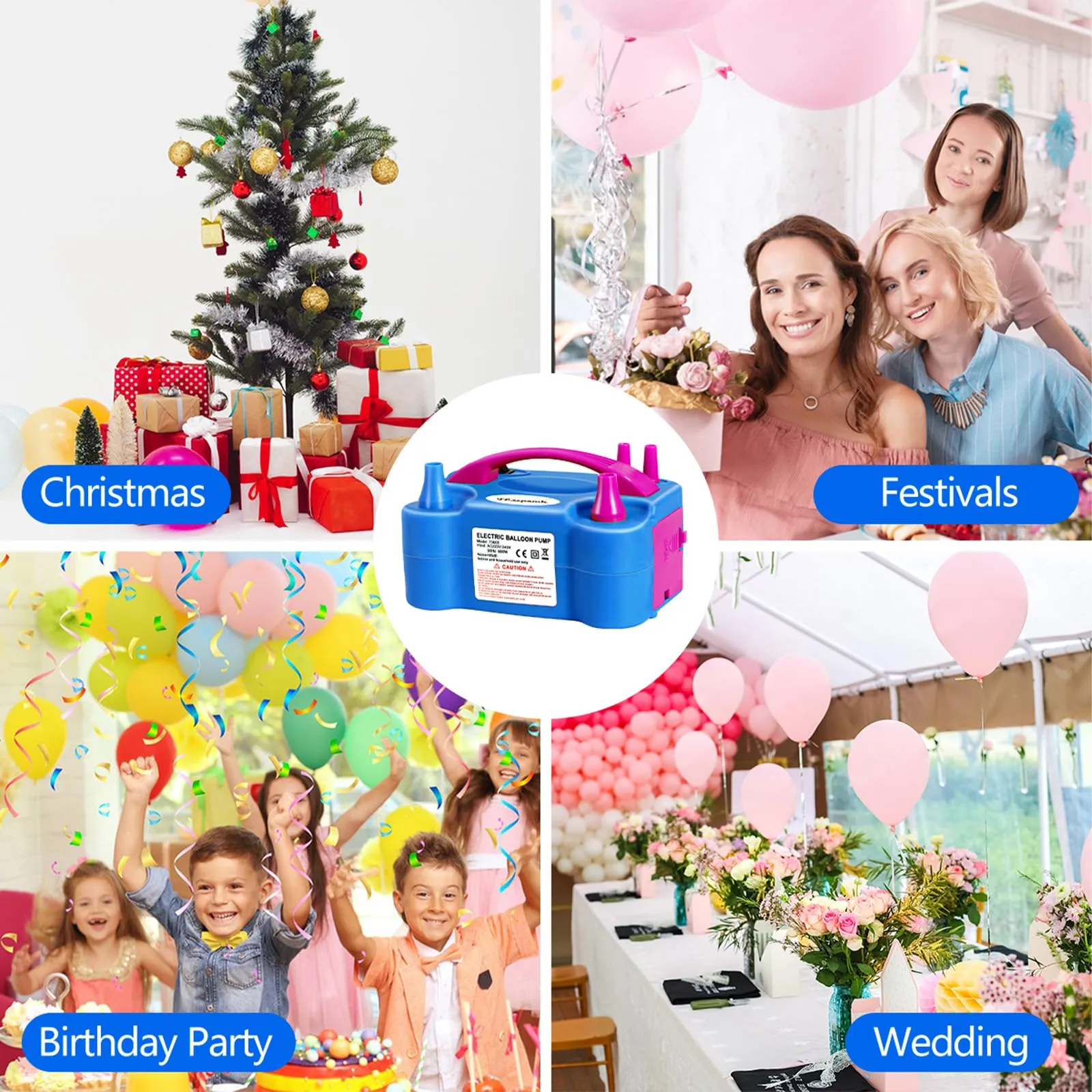 FLSEPAMB Pompa Elettrica per Palloncini 600W, 2 Modalità di Gonfiaggio - immagine 8