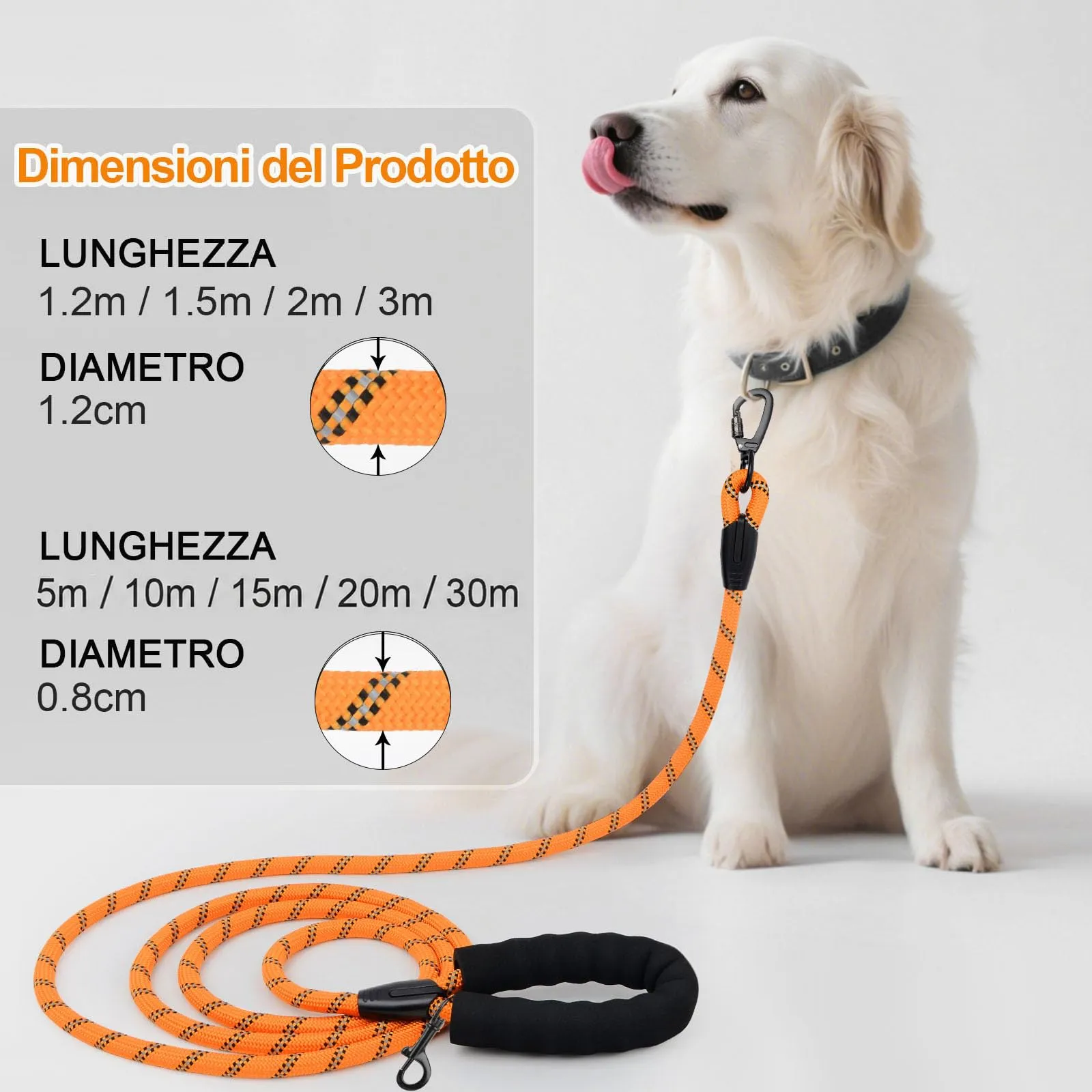 Wodondog Guinzaglio per Cani in Nylon Riflettente, 3M x 1.2cm, Arancione - immagine 5