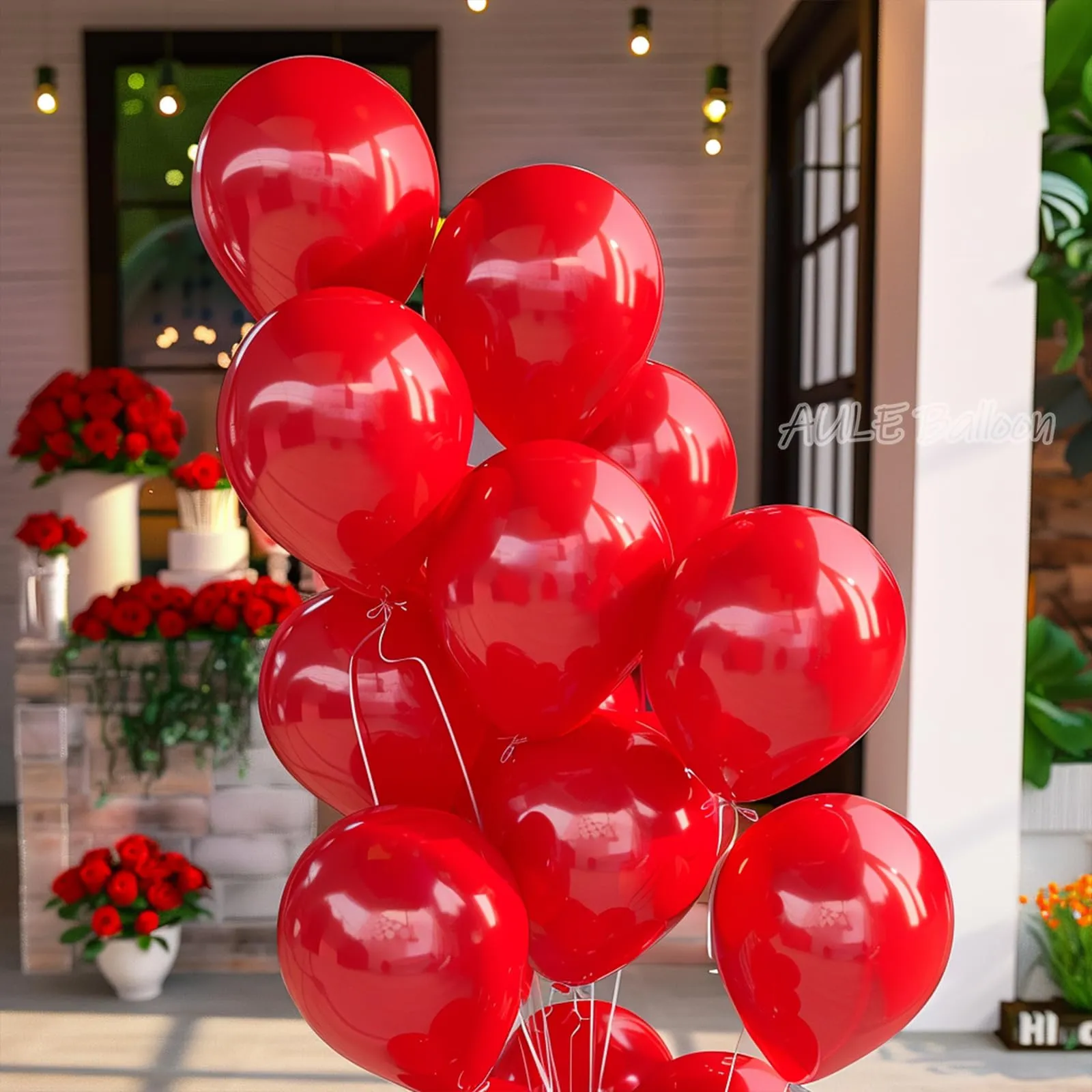 AULE Palloncini in Lattice Rossi, 50 Pezzi, 30cm - immagine 5
