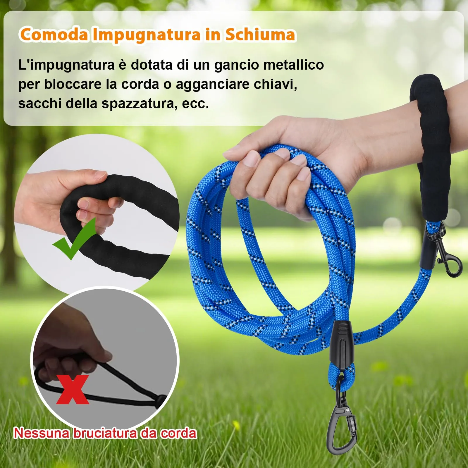 Wodondog Guinzaglio per Cani in Nylon Riflettente, 20M x 0.8cm, Blu - immagine 4