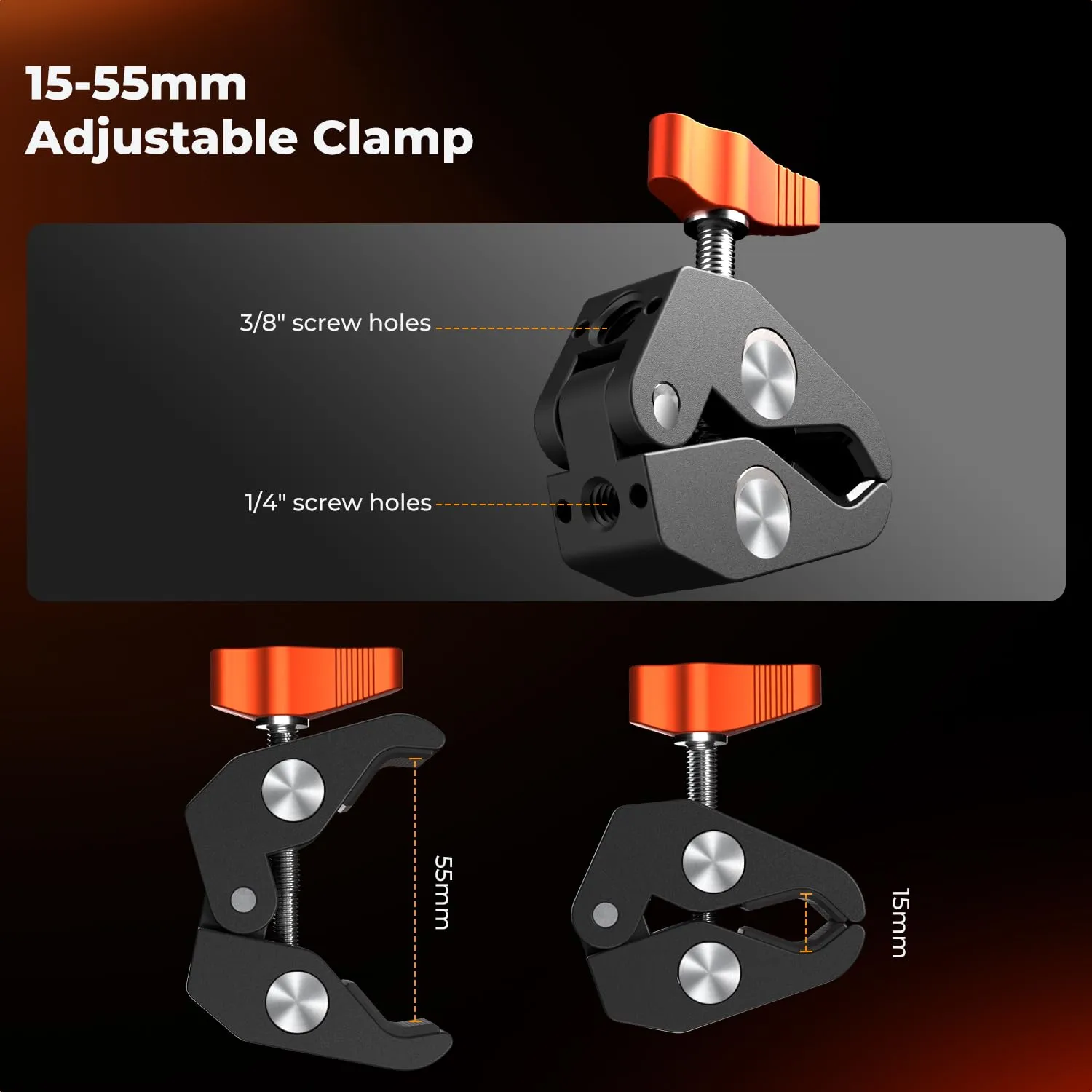 K&F Concept Braccio Magico 6" con Super Morsetto e Vite 1/4" 3/8" - immagine 5