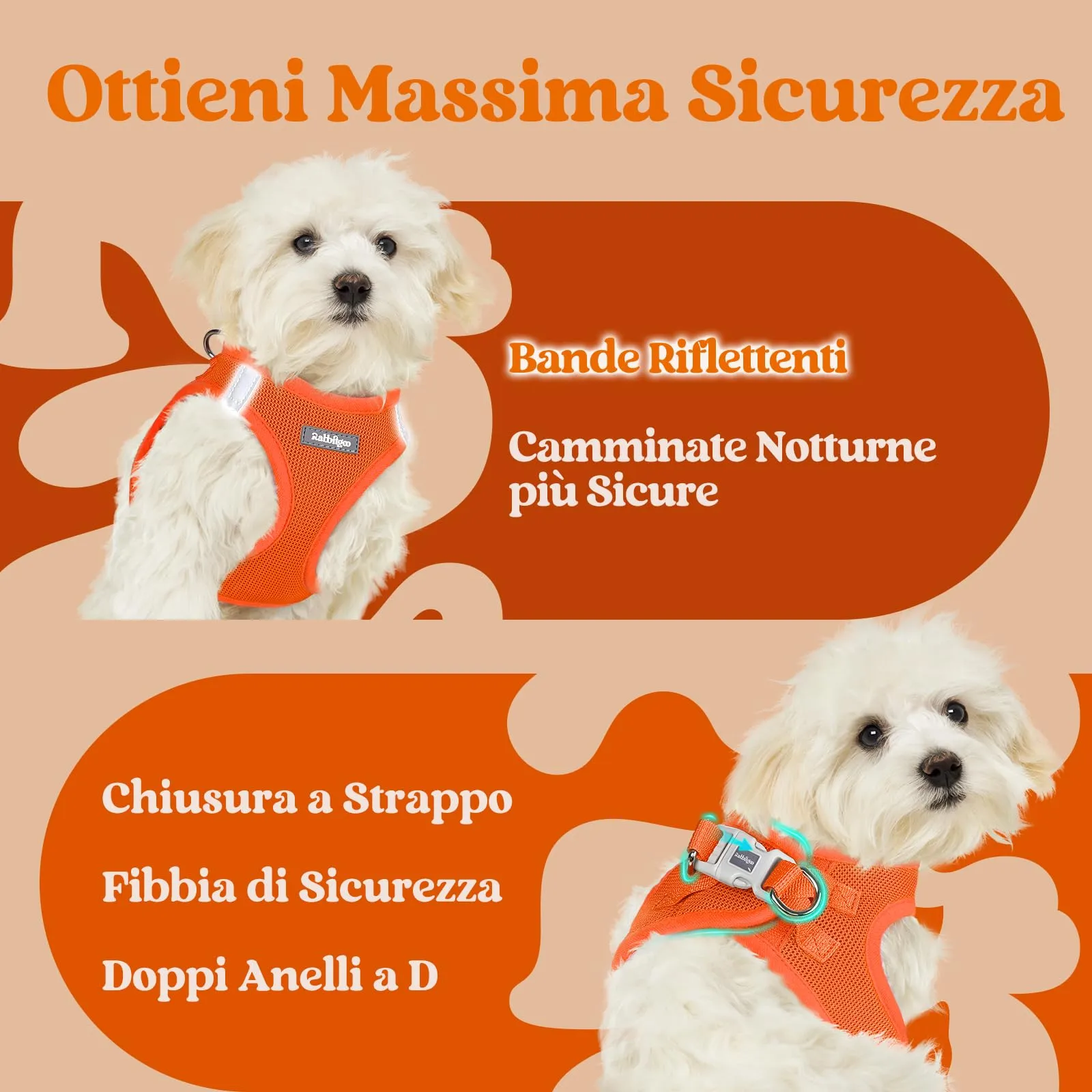 rabbitgoo Pettorina Cane, Taglia XS, Arancione - immagine 8
