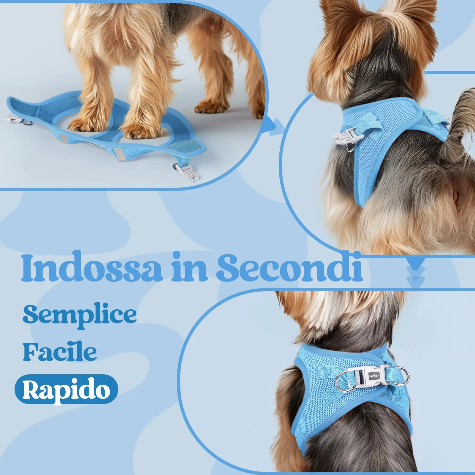 rabbitgoo Pettorina Cane Taglia Piccola, Azzurro S - immagine 5