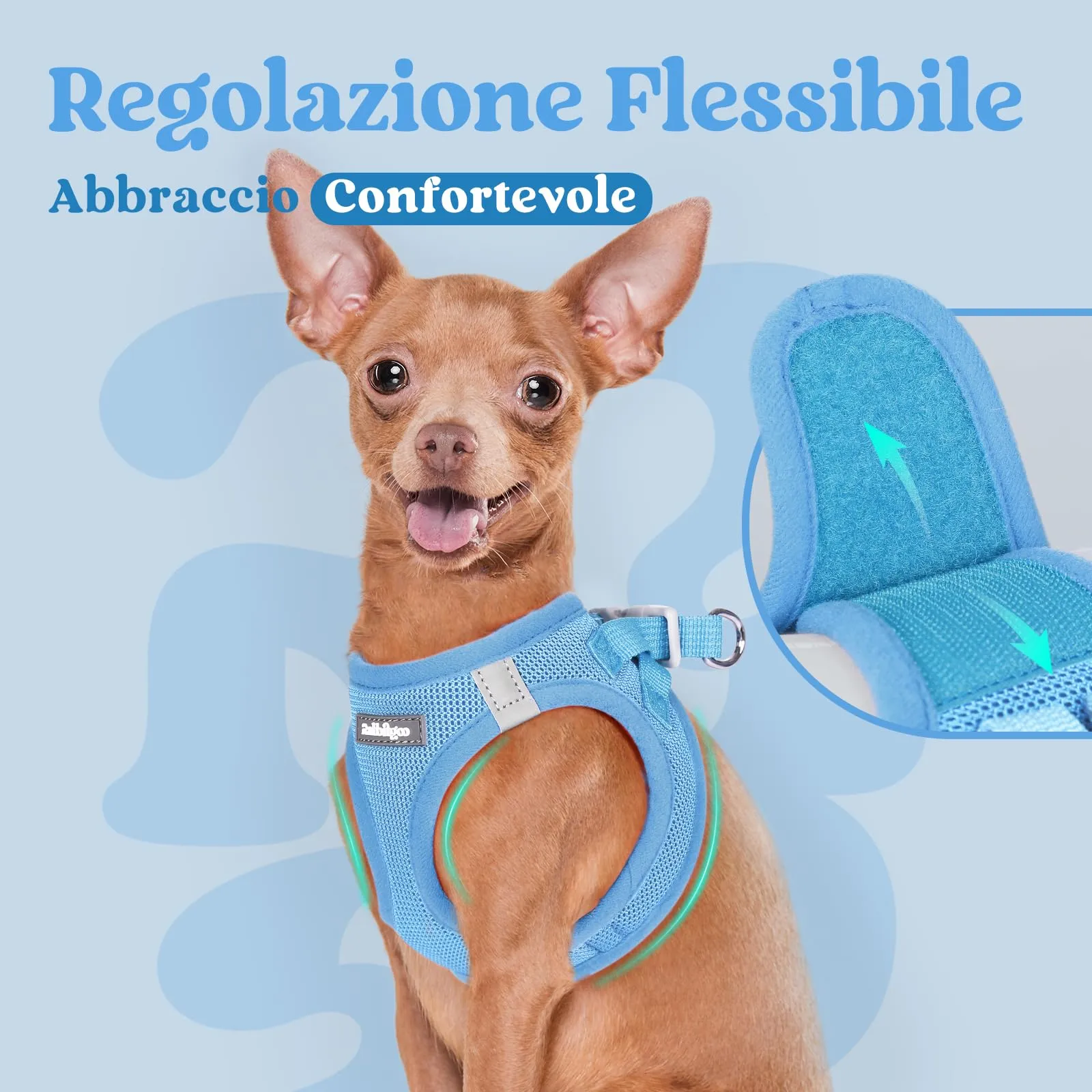 rabbitgoo Pettorina Cane Taglia Piccola, Azzurro S - immagine 6