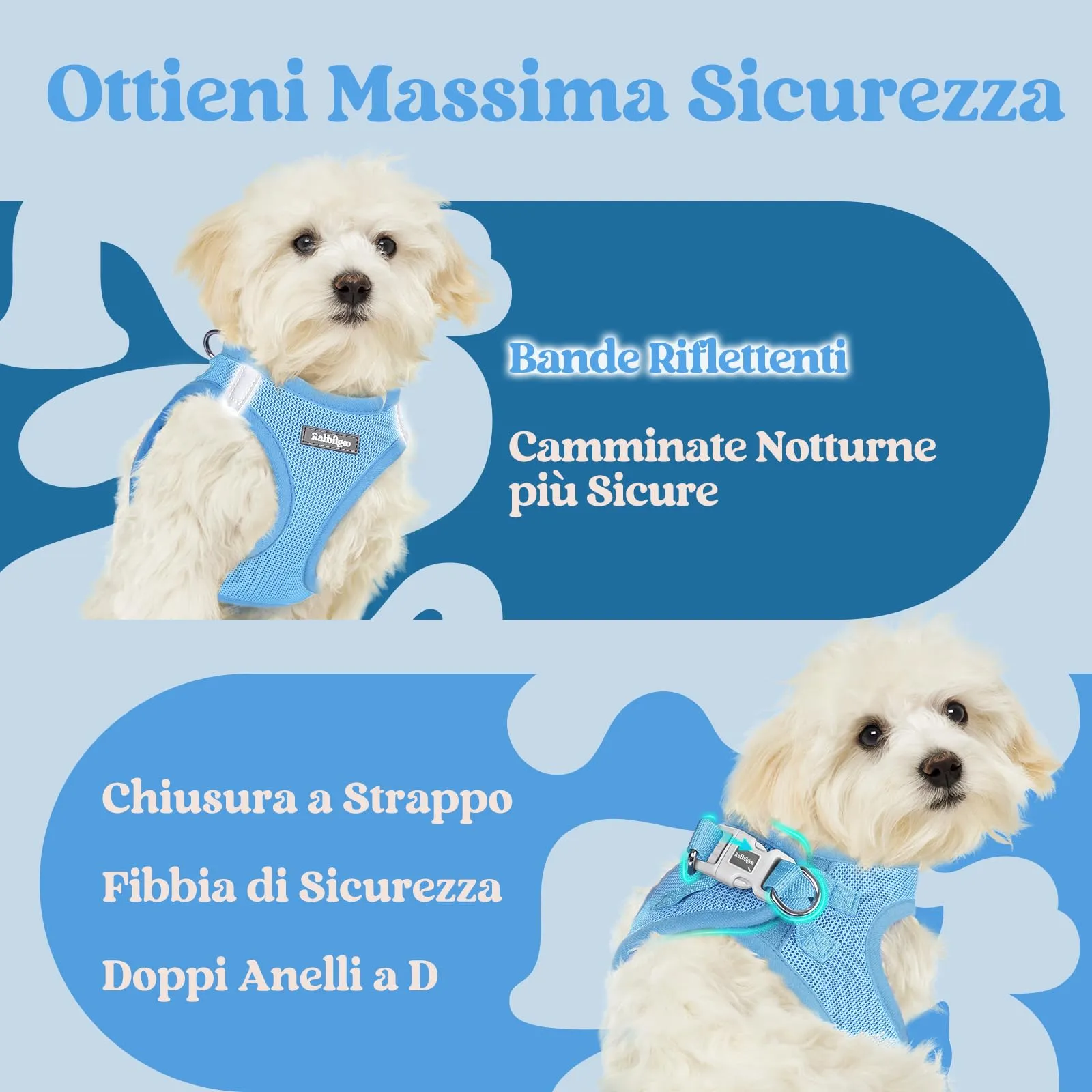 rabbitgoo Pettorina Cane Taglia Piccola, Azzurro S - immagine 8