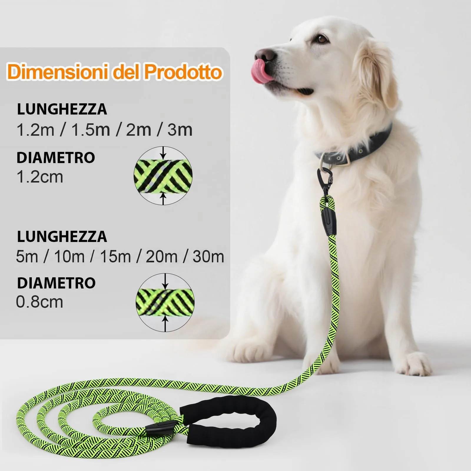 Wodondog Guinzaglio per Cani in Nylon Riflettente, 5M * 0.8cm, Verde - immagine 5