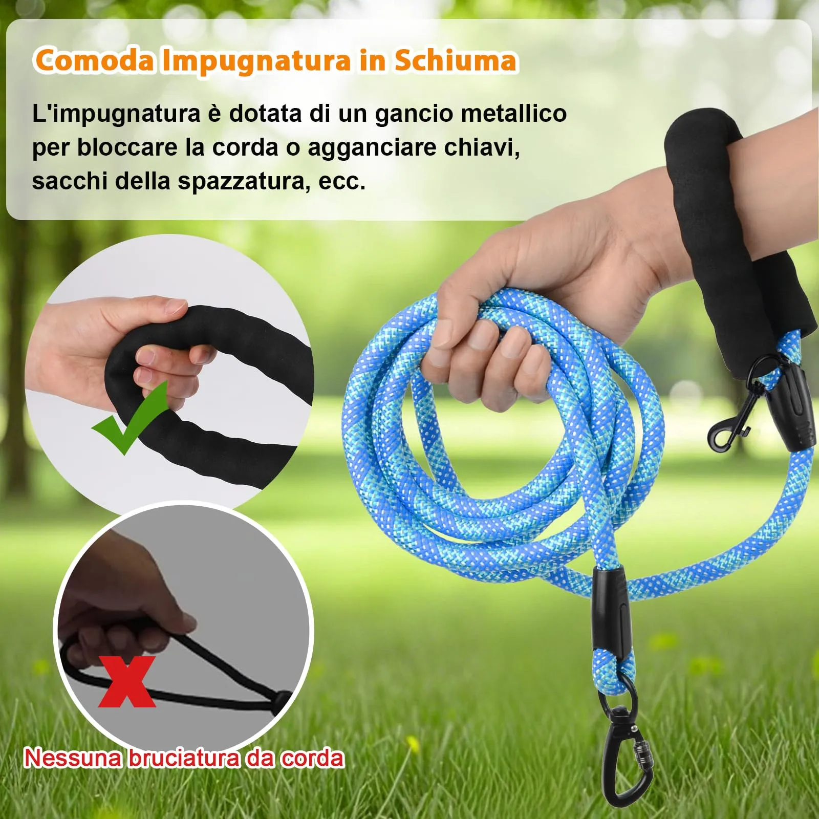 Wodondog Guinzaglio per Cani in Nylon Riflettente, 5M x 0.8cm, Azzurro Cielo - immagine 4