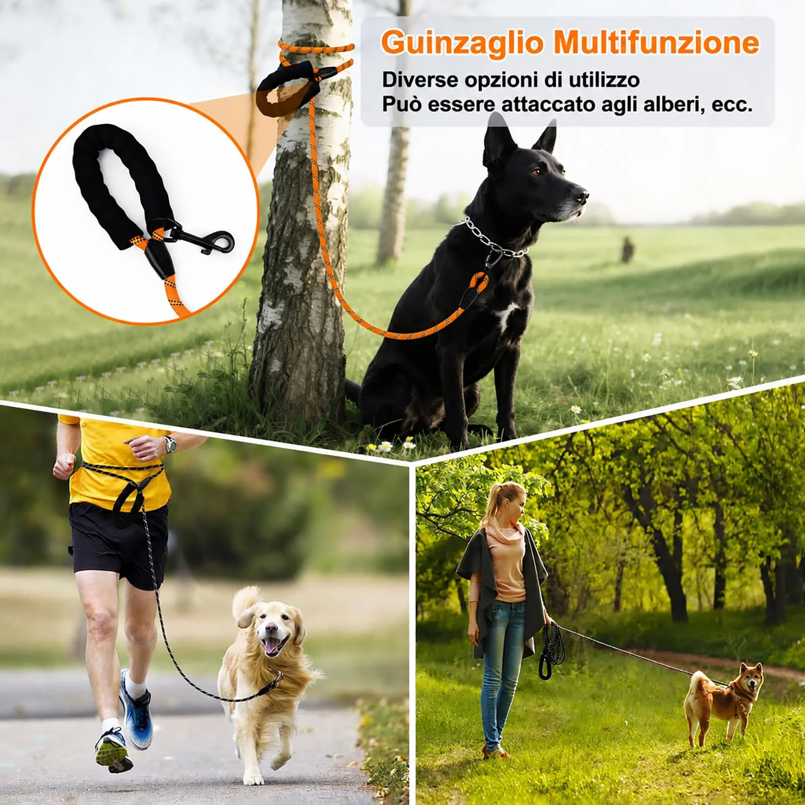 Wodondog Guinzaglio per Cani in Nylon Riflettente, 30M x 0.8cm, Grigio Argento - immagine 7