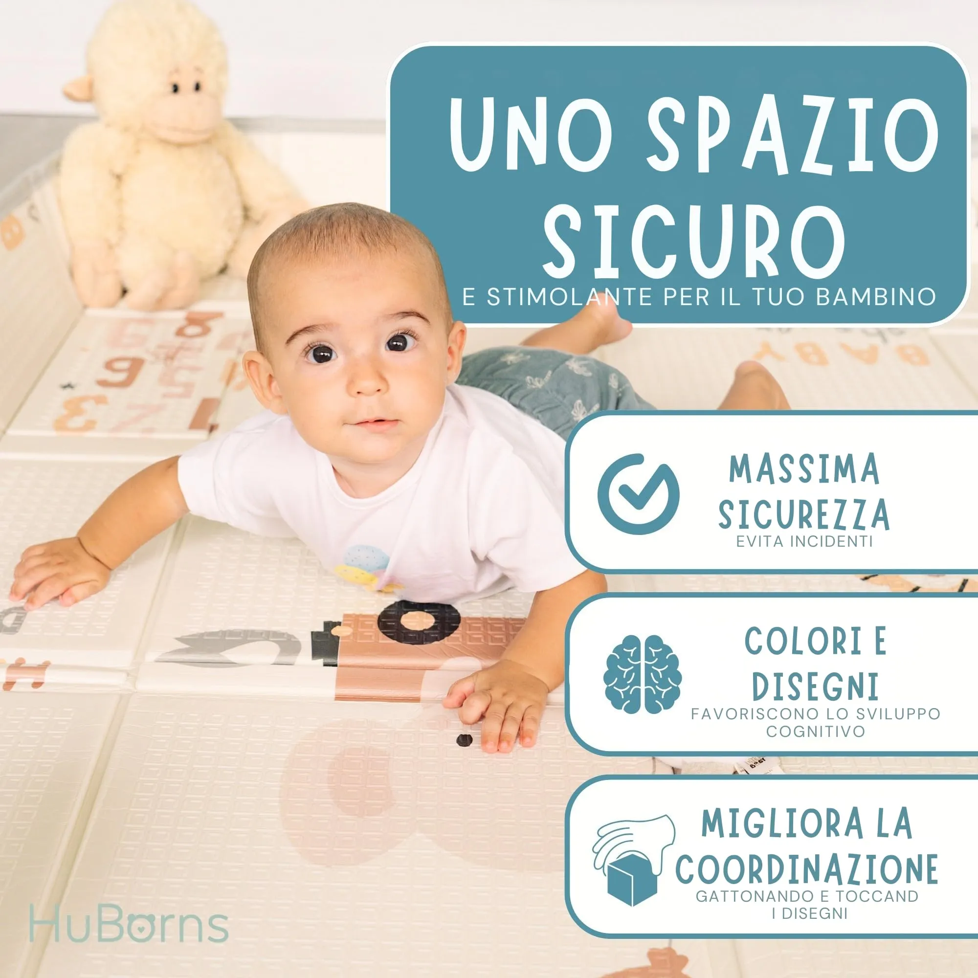 HuBorns Tappeto Gioco Bambini 200x180 cm Mappa M - immagine 2