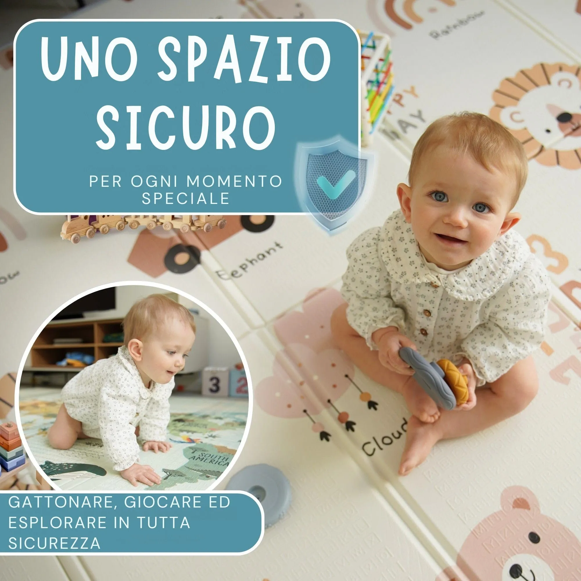 HuBorns Tappeto Gioco Bambini 200x180 cm Mappa XL - immagine 6